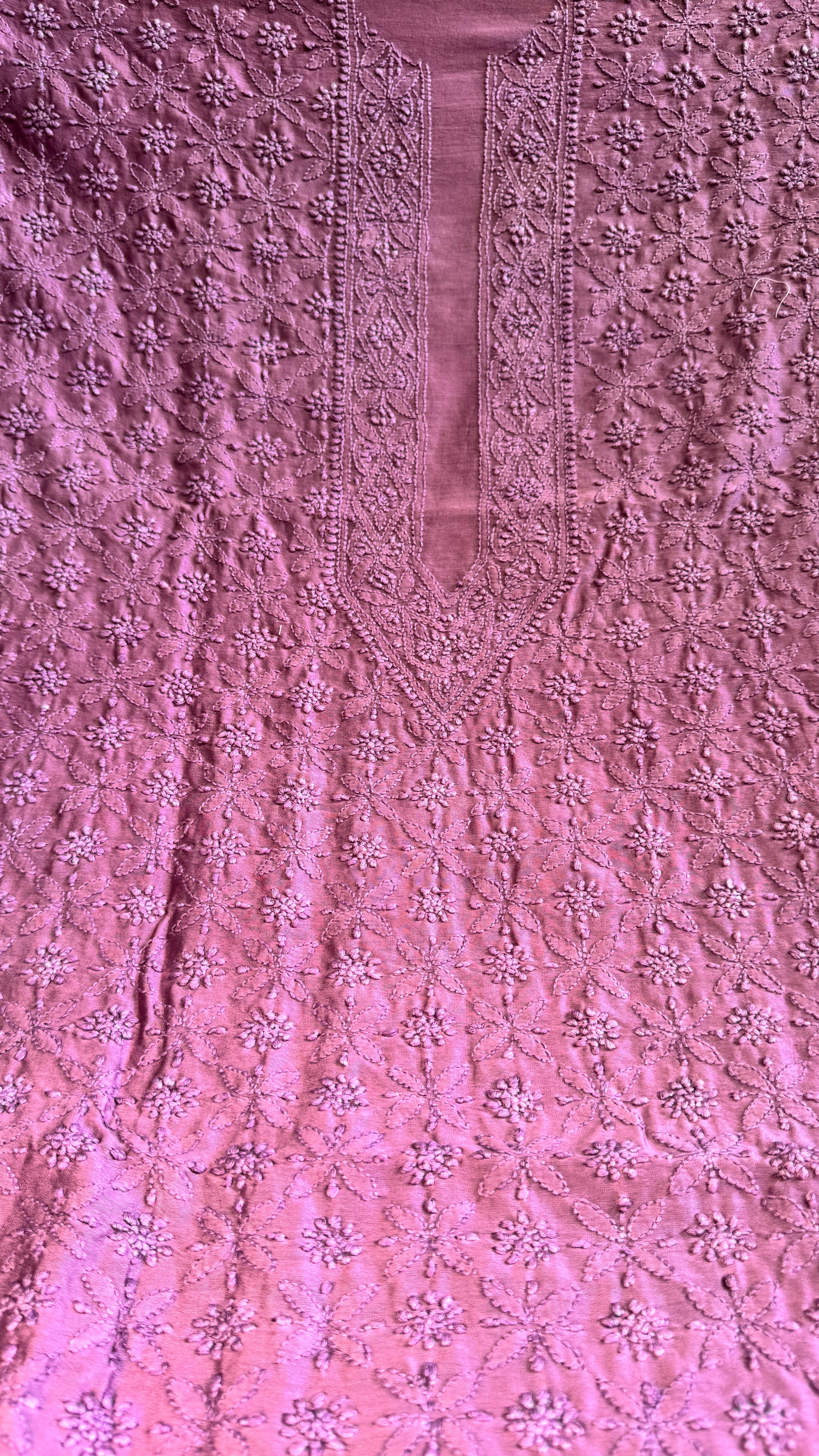 Chanderi Chikankari Kurta Length - Mens- Purple