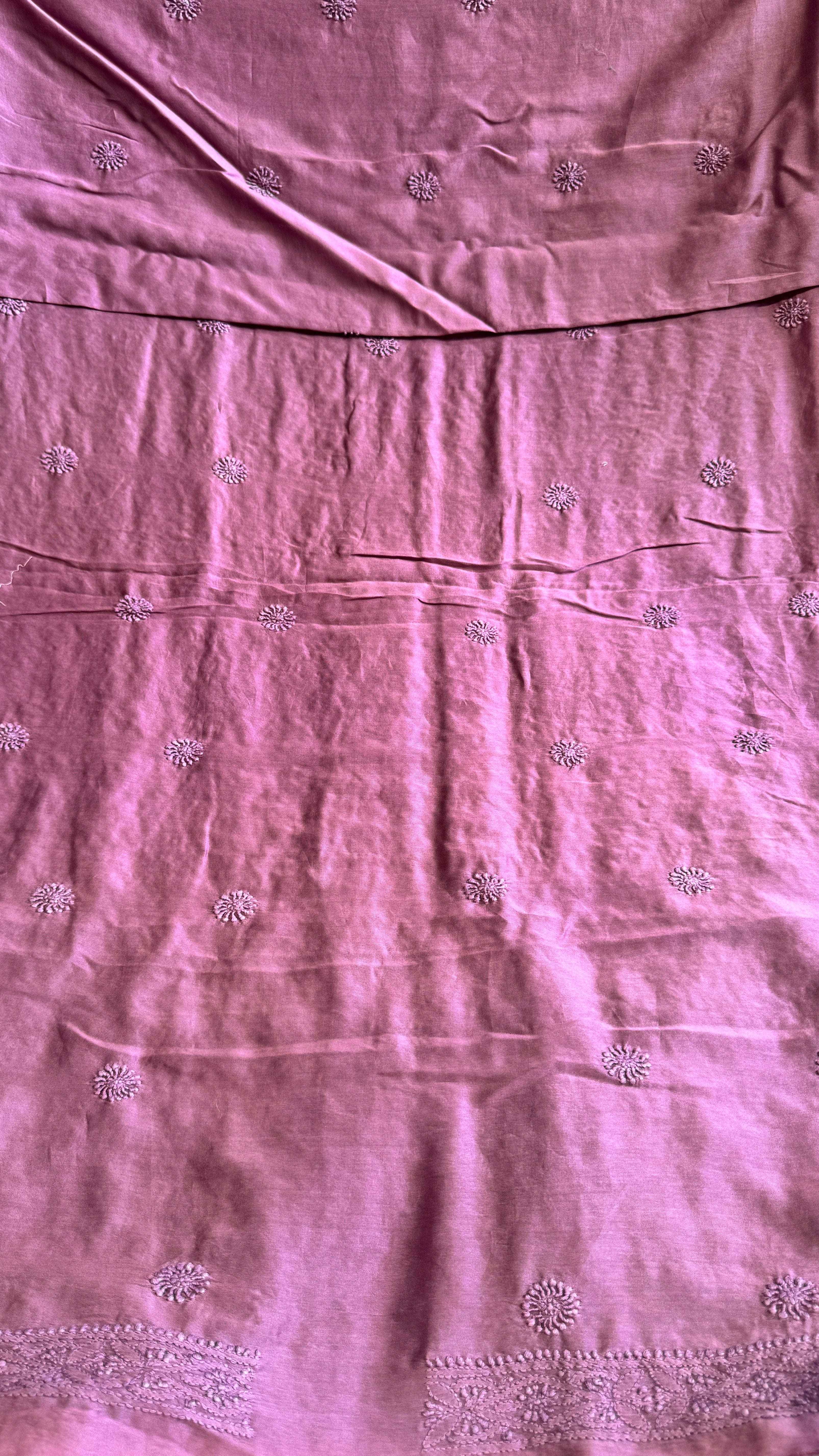 Chanderi Chikankari Kurta Length - Mens- Purple