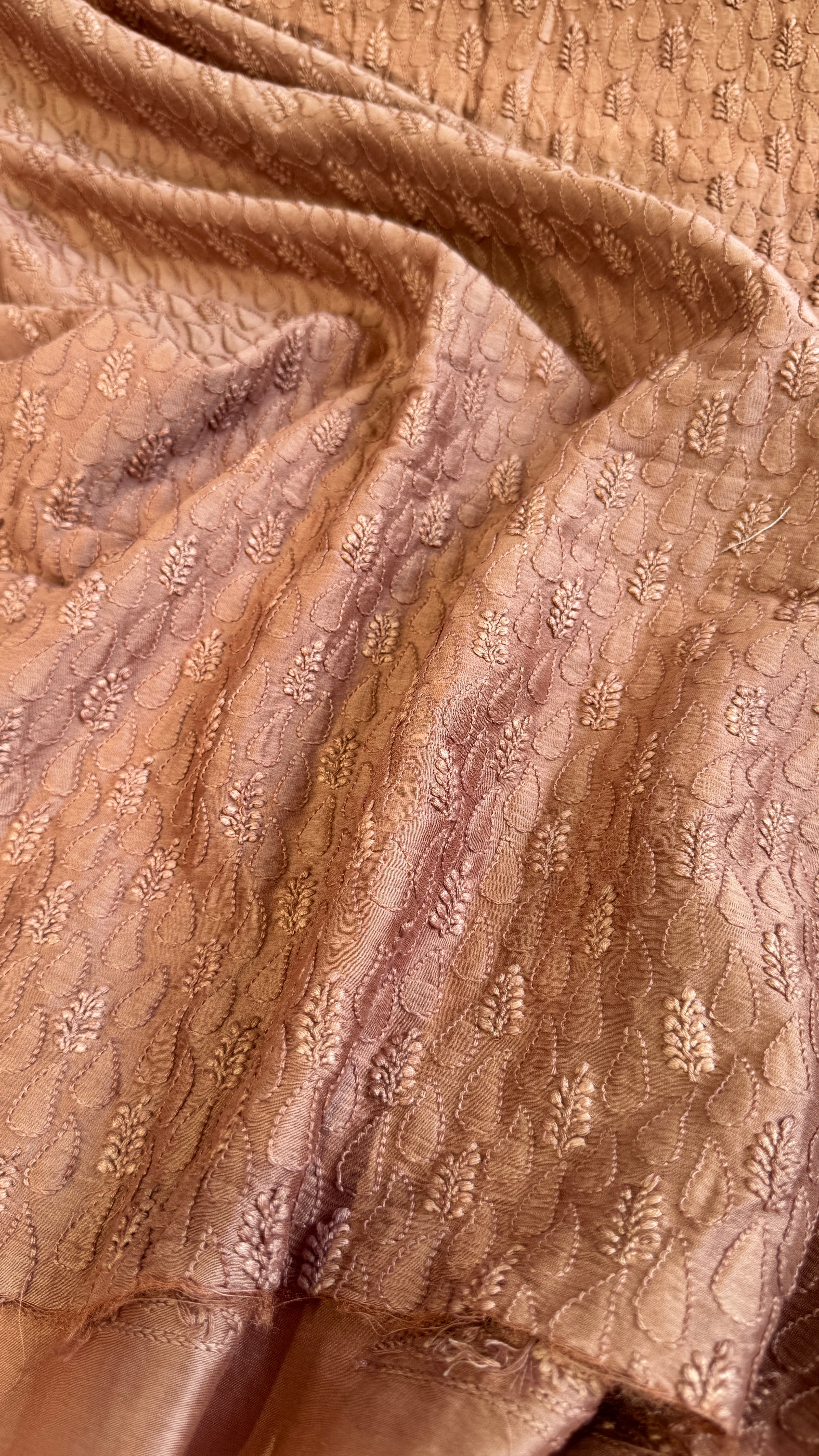 Chanderi Chikankari Kurta Length - Mens- Brown