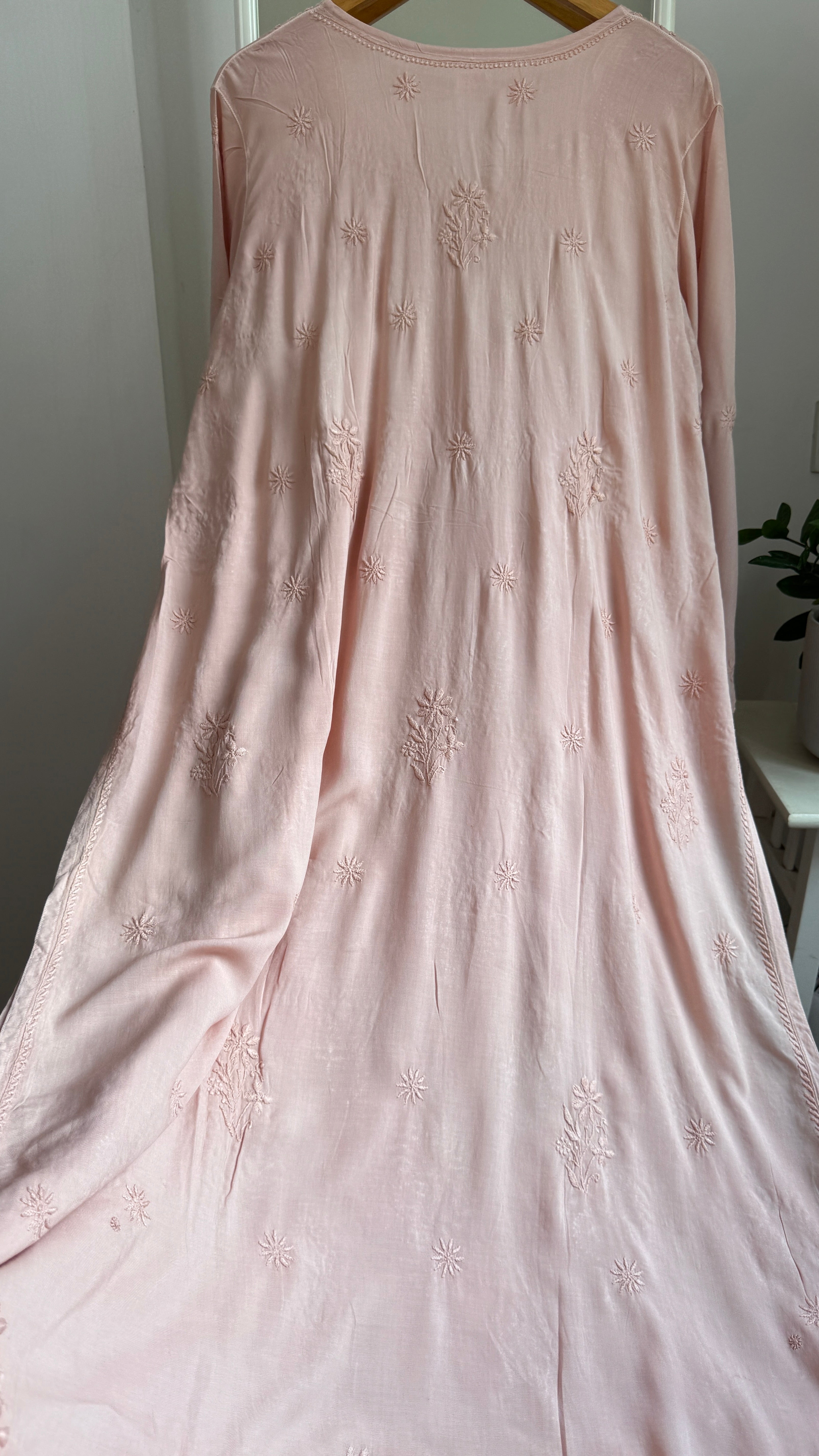 Premium Modal Chikankari Cotton Kurti - Nude Pink - Noor Collection