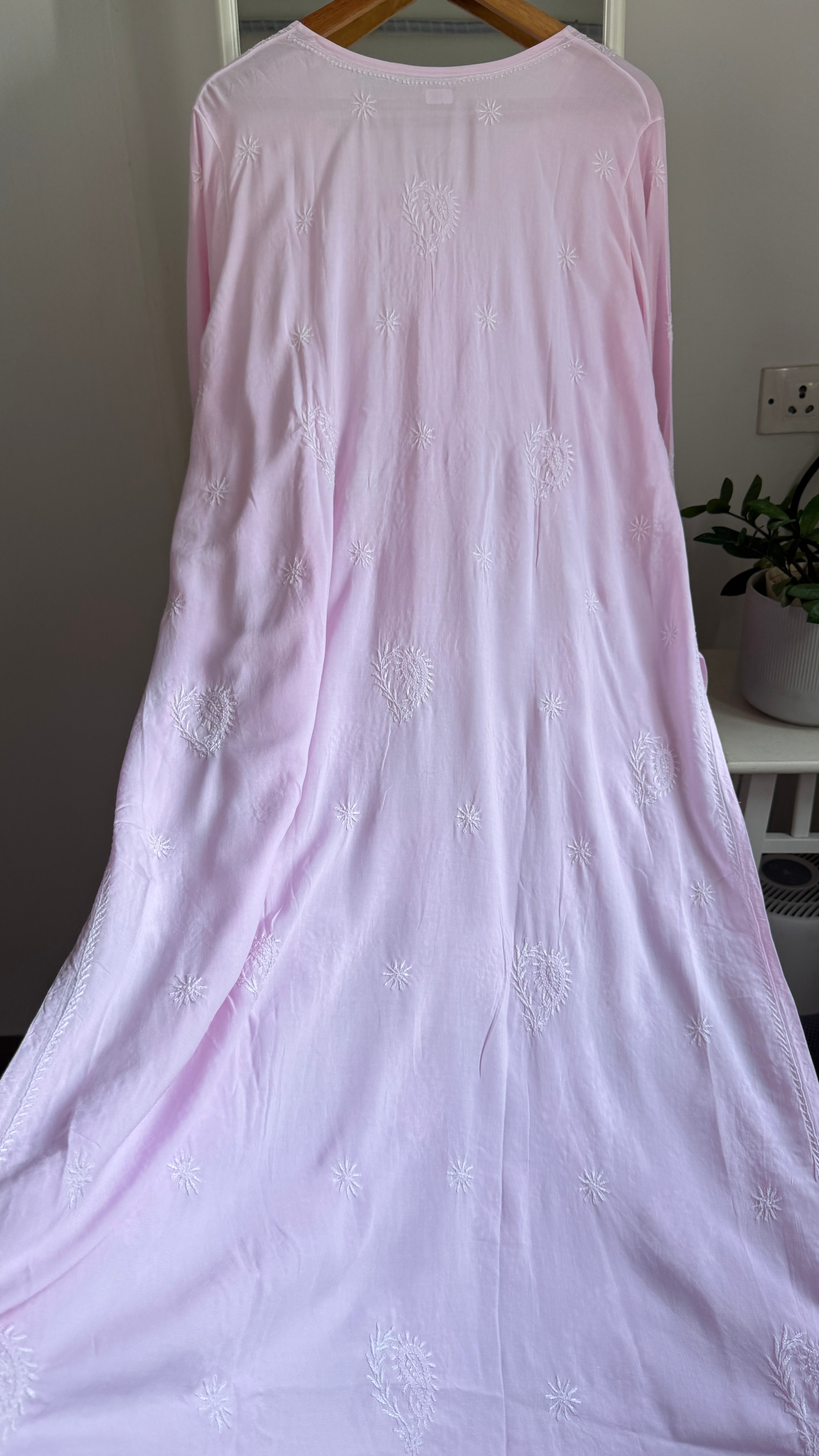 Premium Modal Chikankari Cotton Kurti - Pink - Noor Collection