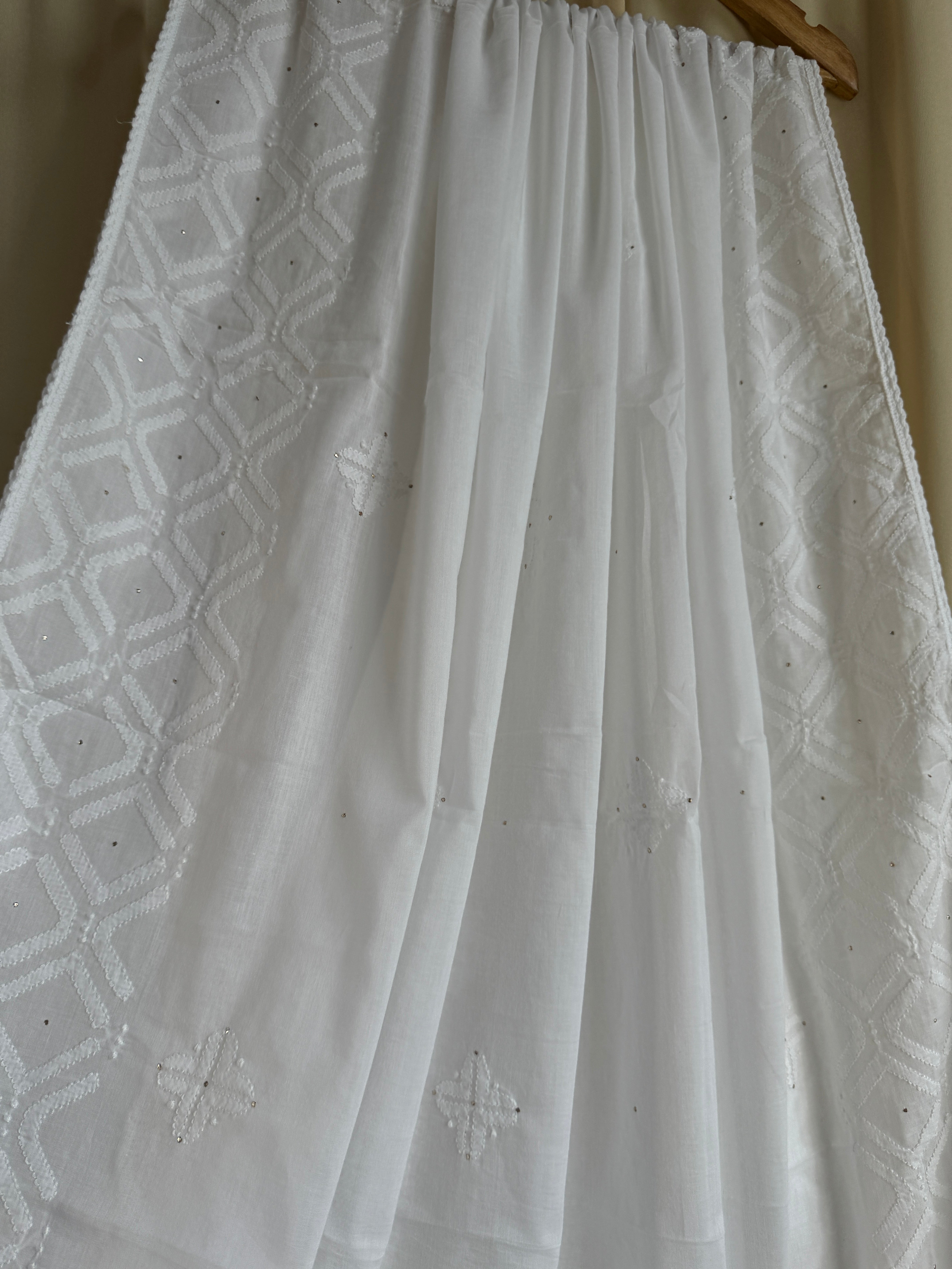 Pure Cotton Chikankari Dupatta with Mukaish work ARIAA CHIKANKARI