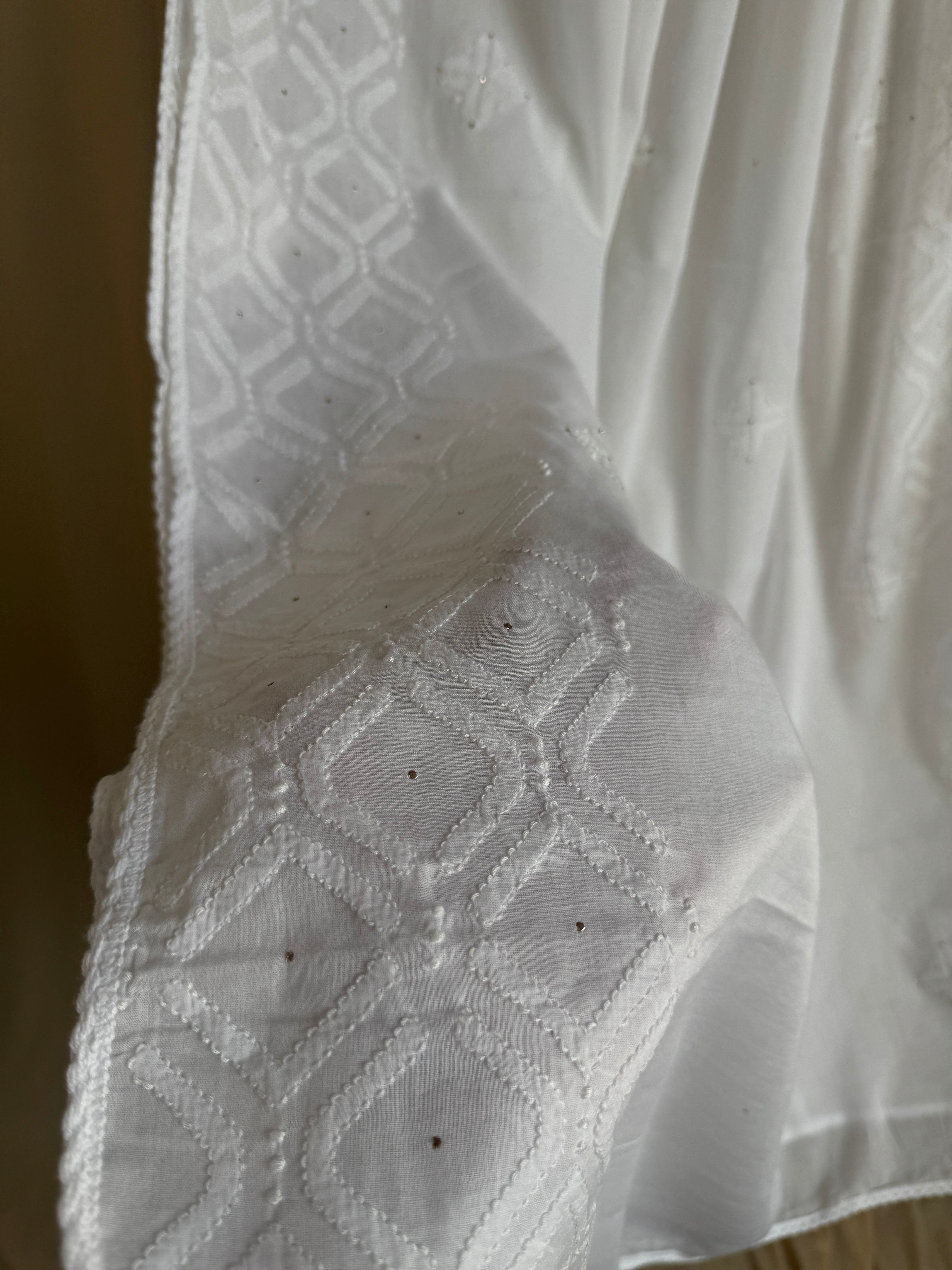 Pure Cotton Chikankari Dupatta with Mukaish work ARIAA CHIKANKARI
