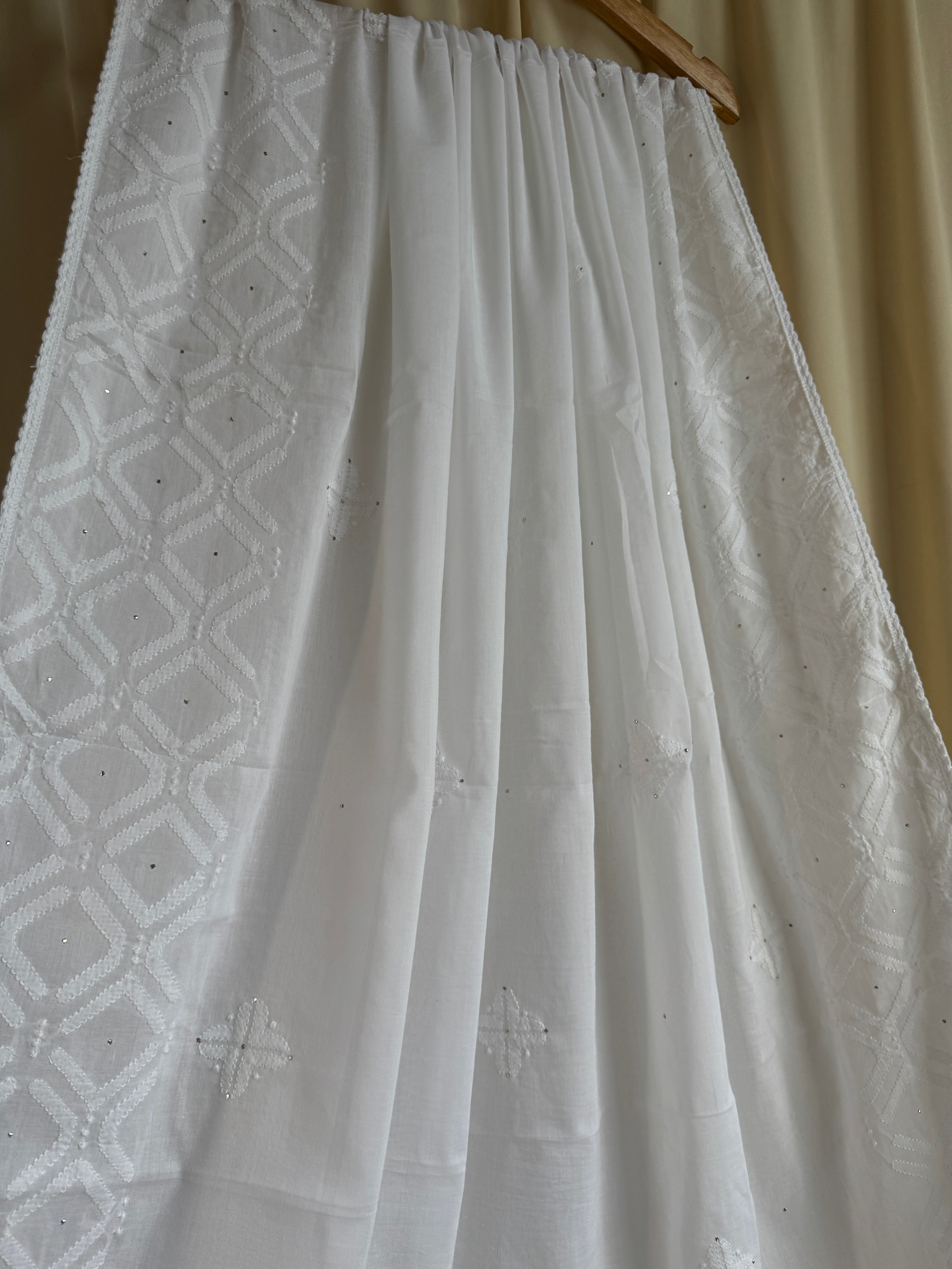 Pure Cotton Chikankari Dupatta with Mukaish work ARIAA CHIKANKARI