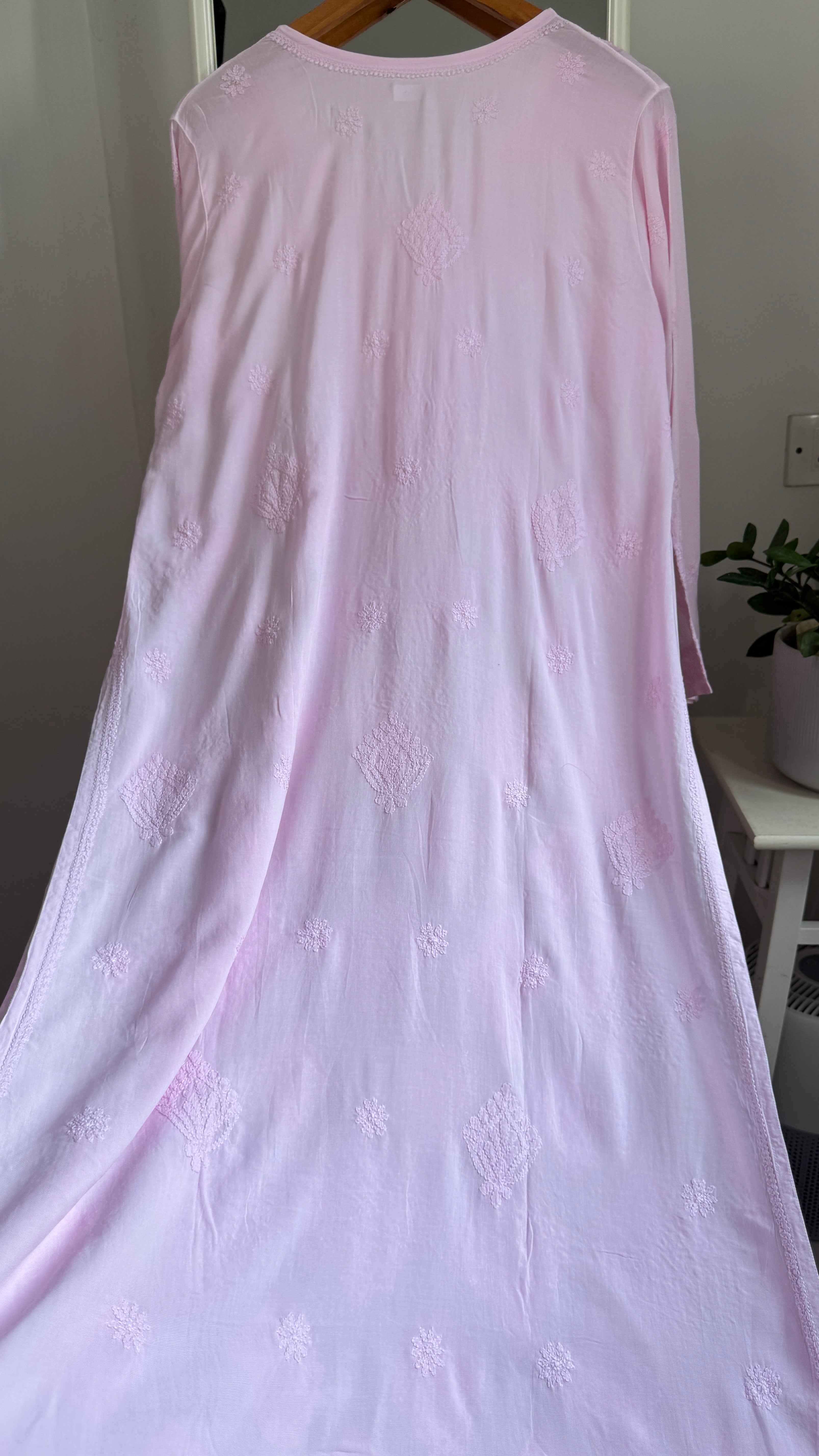 Premium Modal Chikankari Cotton Kurti -Pink - Noor Collection