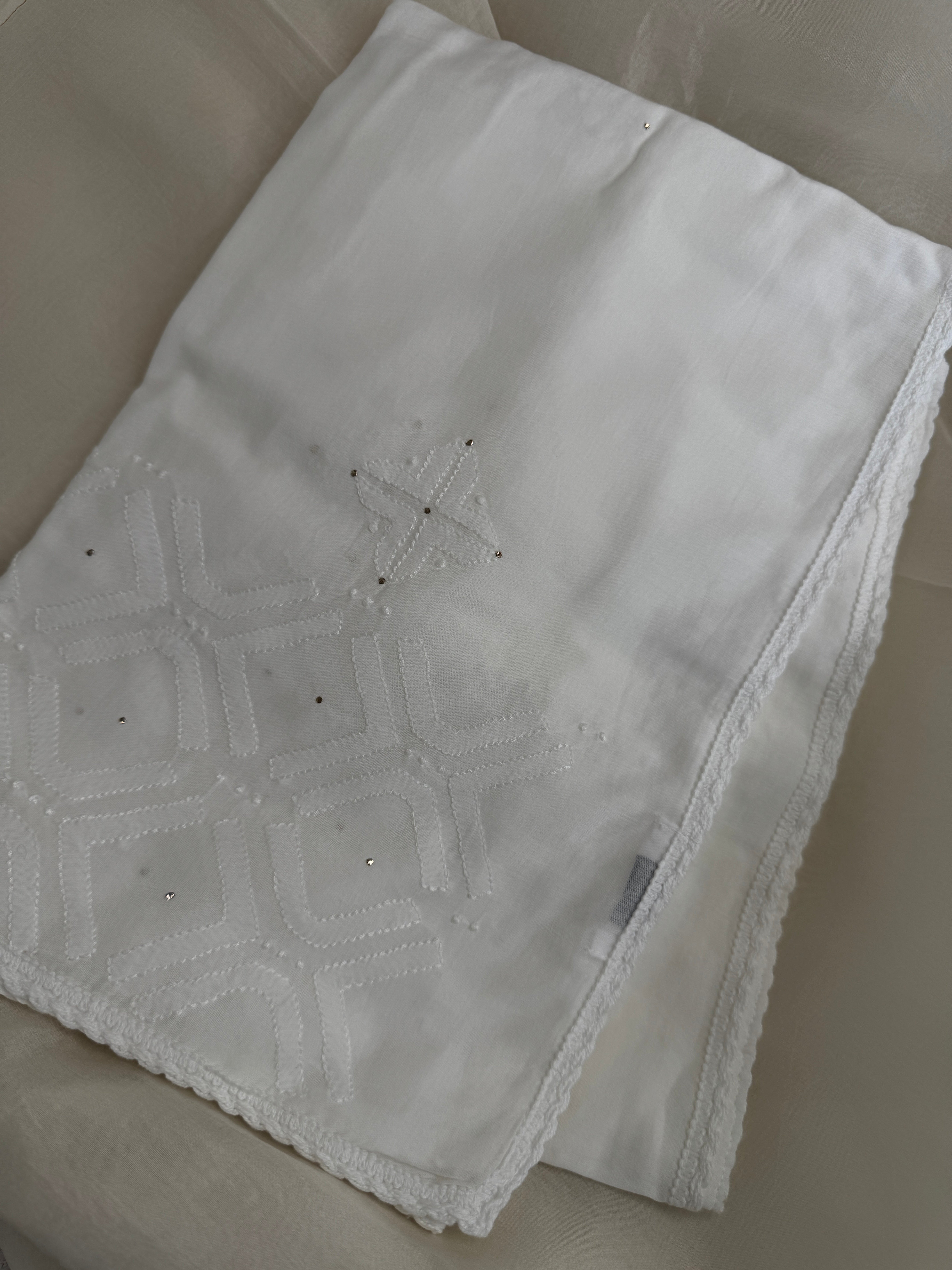 Pure Cotton Chikankari Dupatta with Mukaish work ARIAA CHIKANKARI