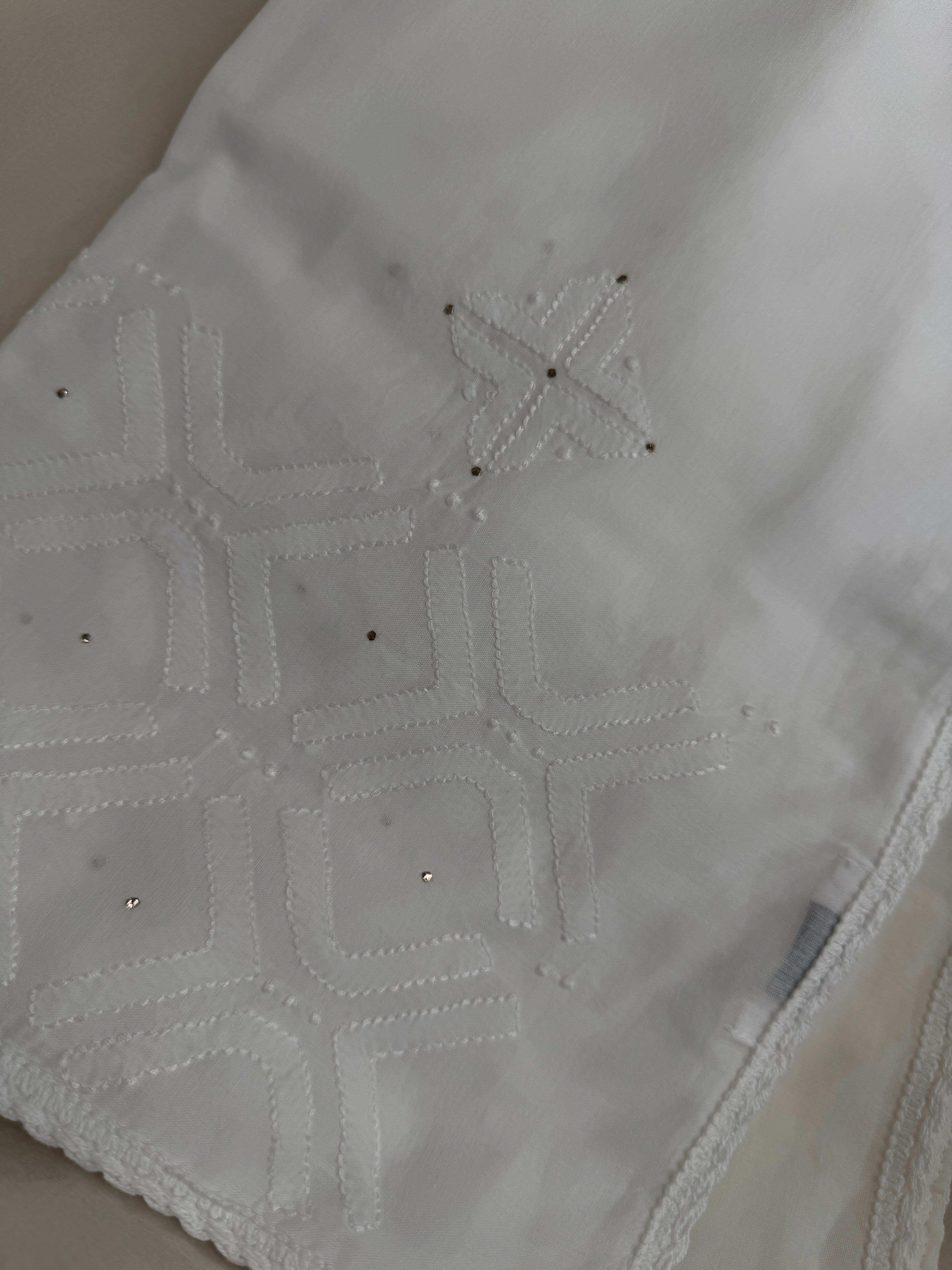 Pure Cotton Chikankari Dupatta with Mukaish work ARIAA CHIKANKARI