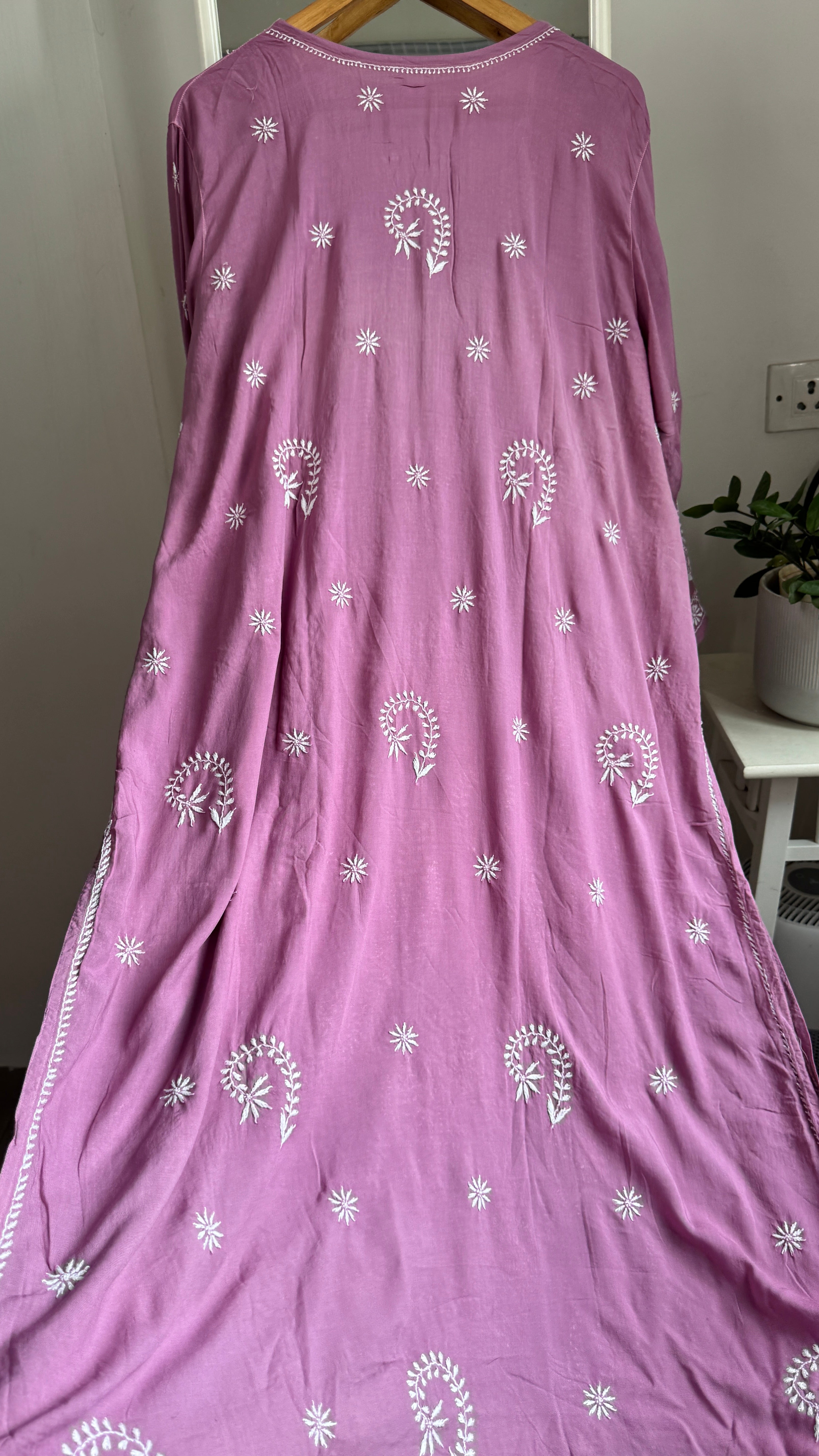 Premium Modal Chikankari Cotton Kurti - Mauve - Noor Collection