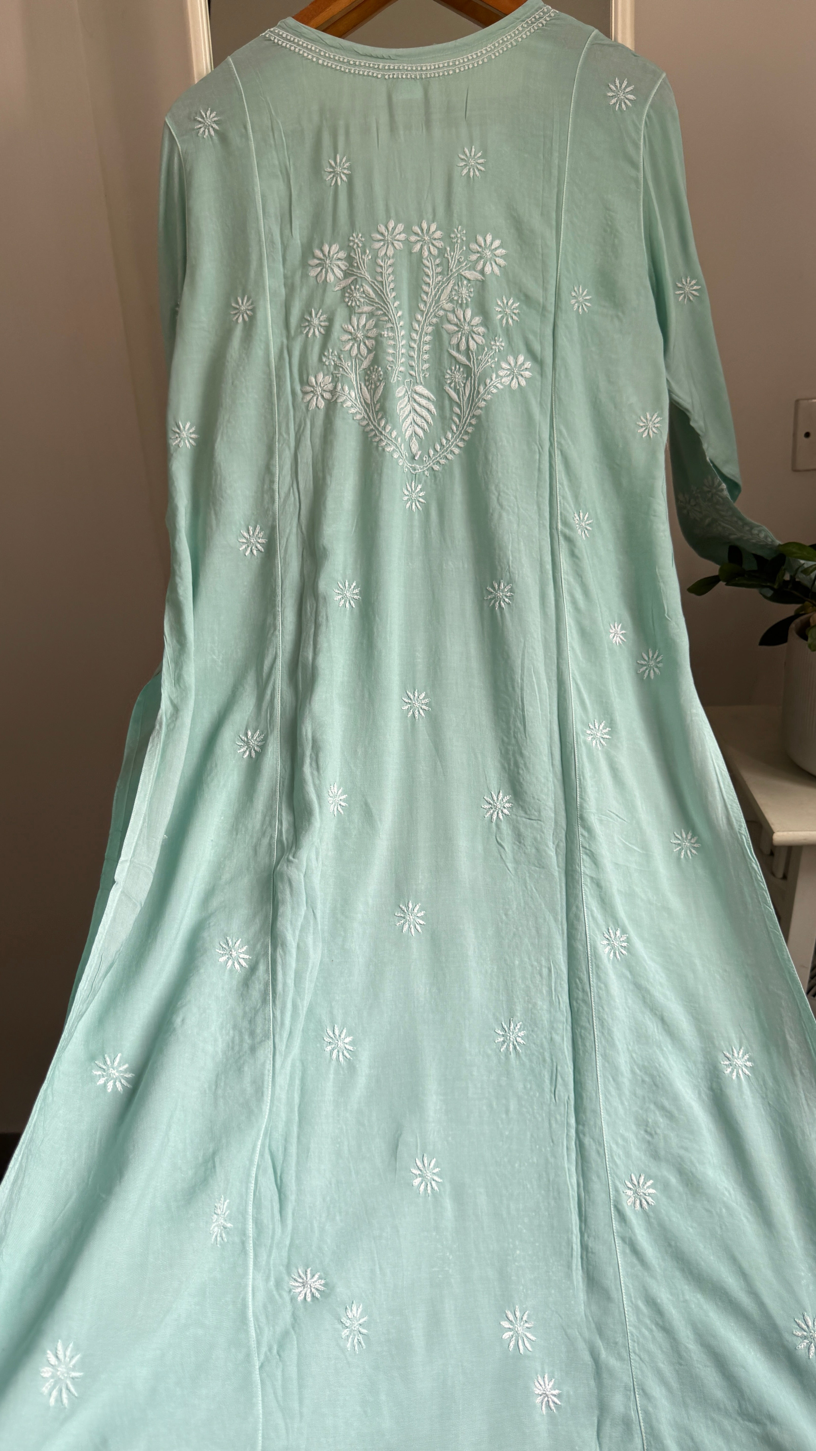 Premium Modal Chikankari Cotton Kurti -Green - Noor Collection