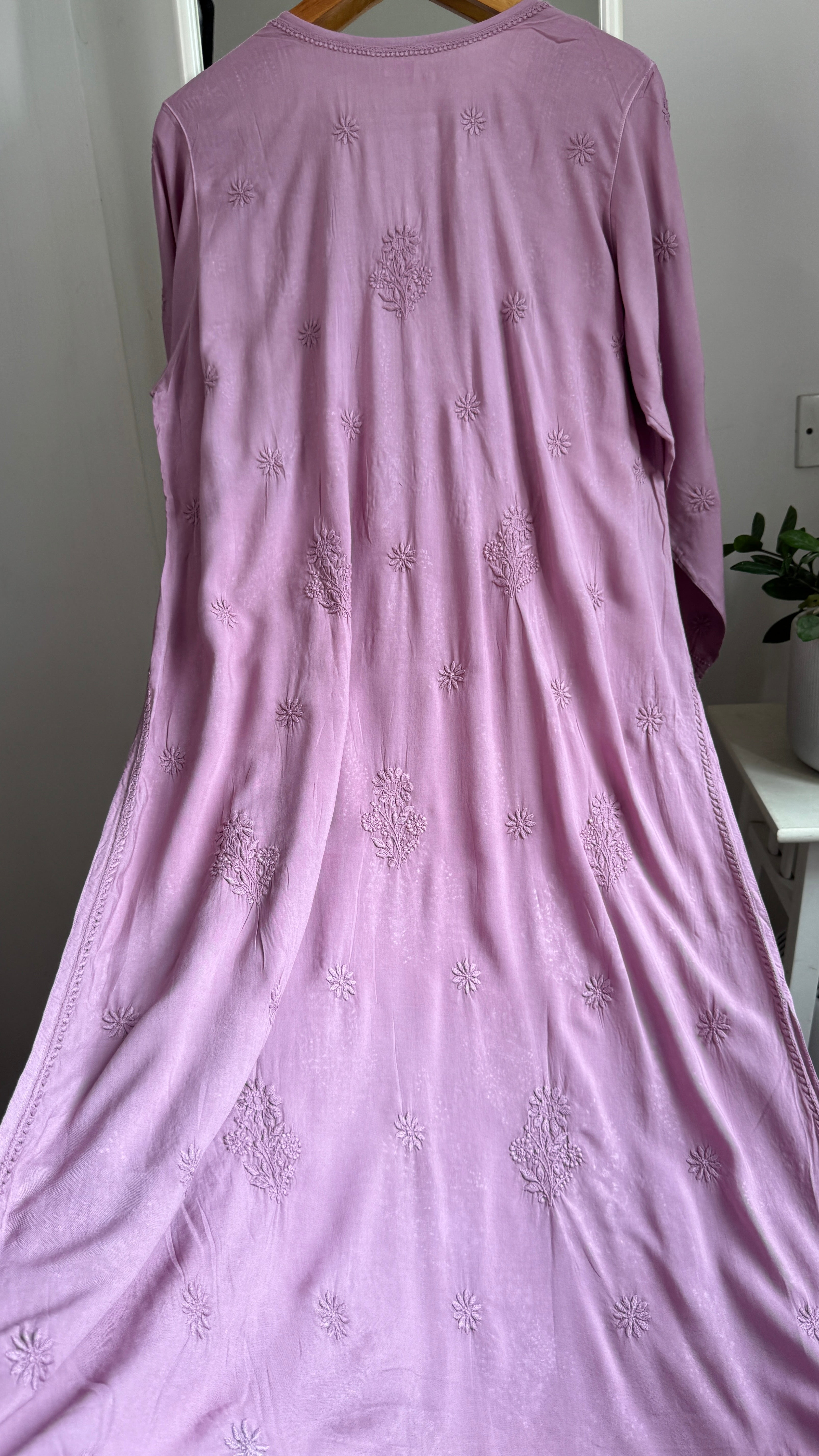 Premium Modal Chikankari Cotton Kurti - Mauve - Noor Collection