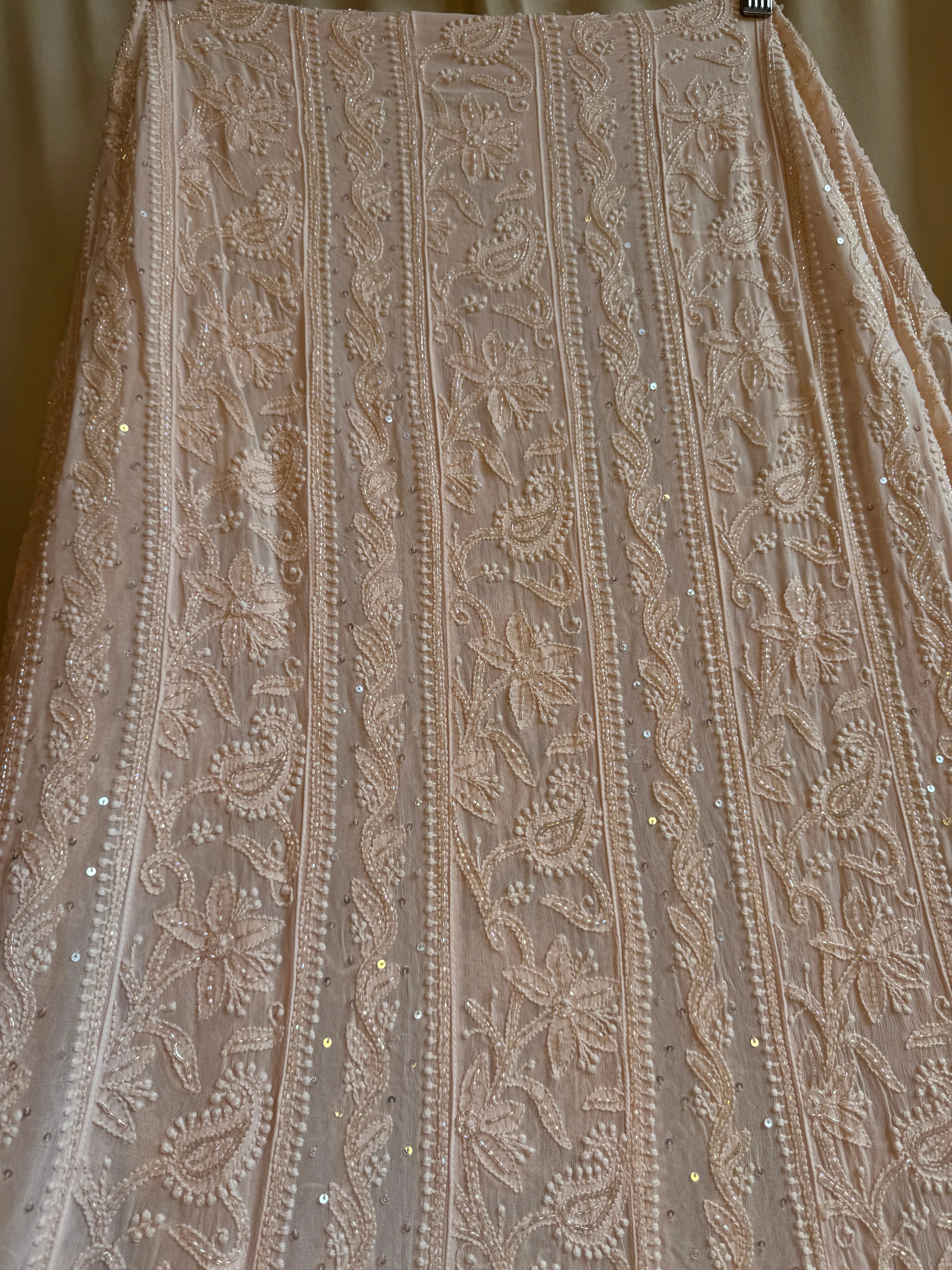 Viscose Anarkali - Semi Stitched - Pearl Work - Peach ARIAA CHIKANKARI