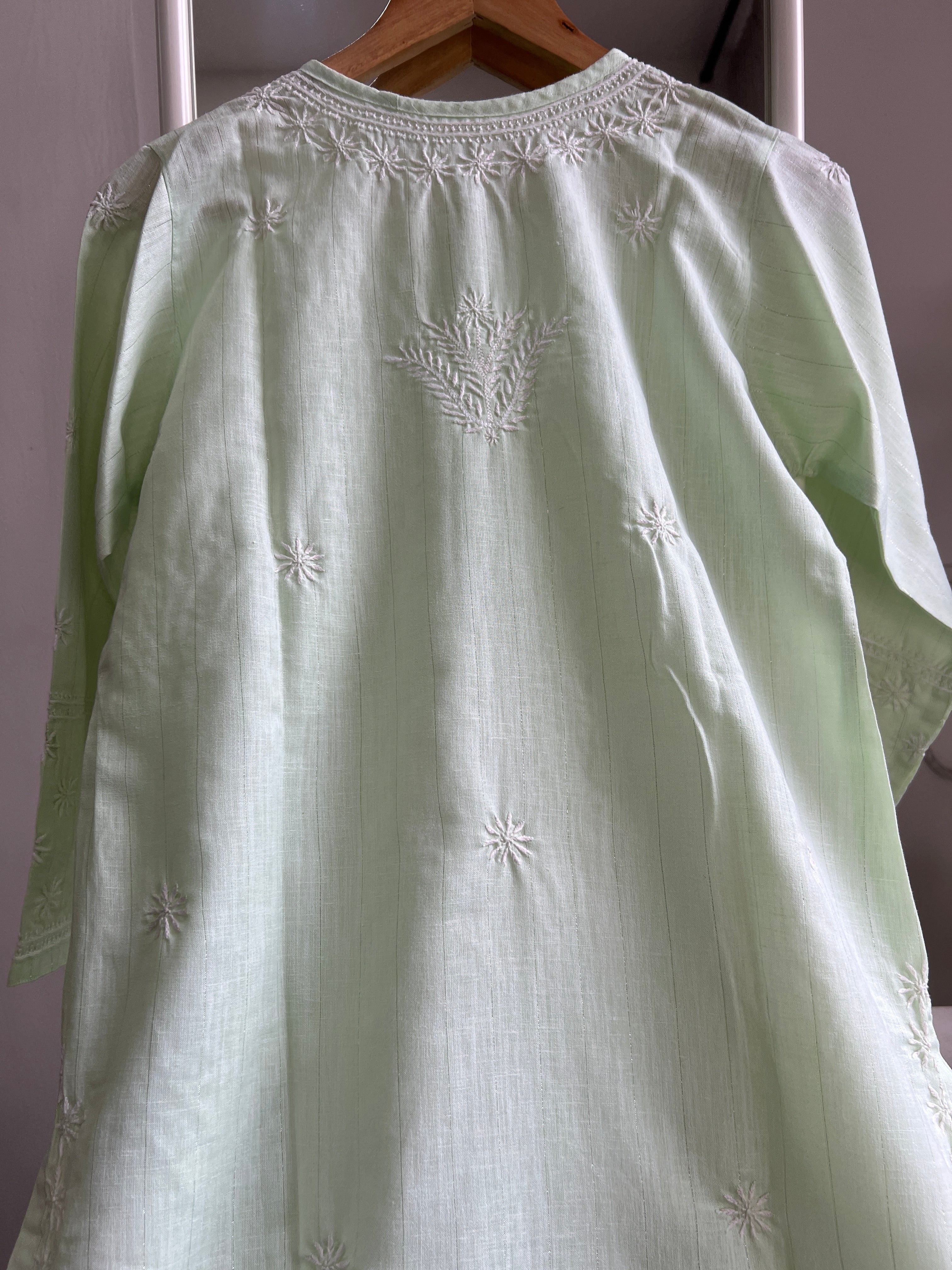 Thick Cotton Chikankari Kurti - Green ARIAA CHIKANKARI