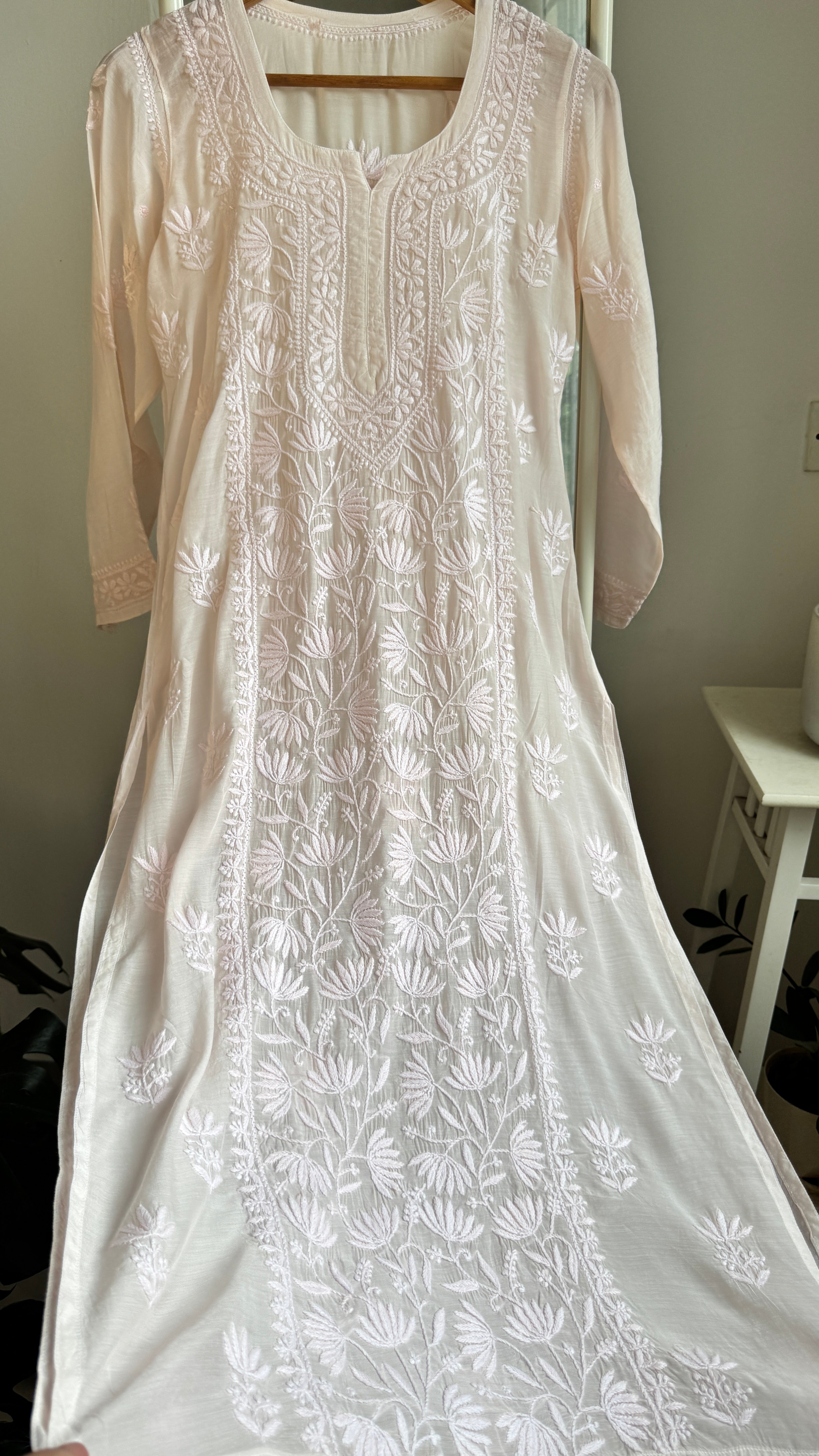 Muslin Chikankari Plazzo Set - Pale pink