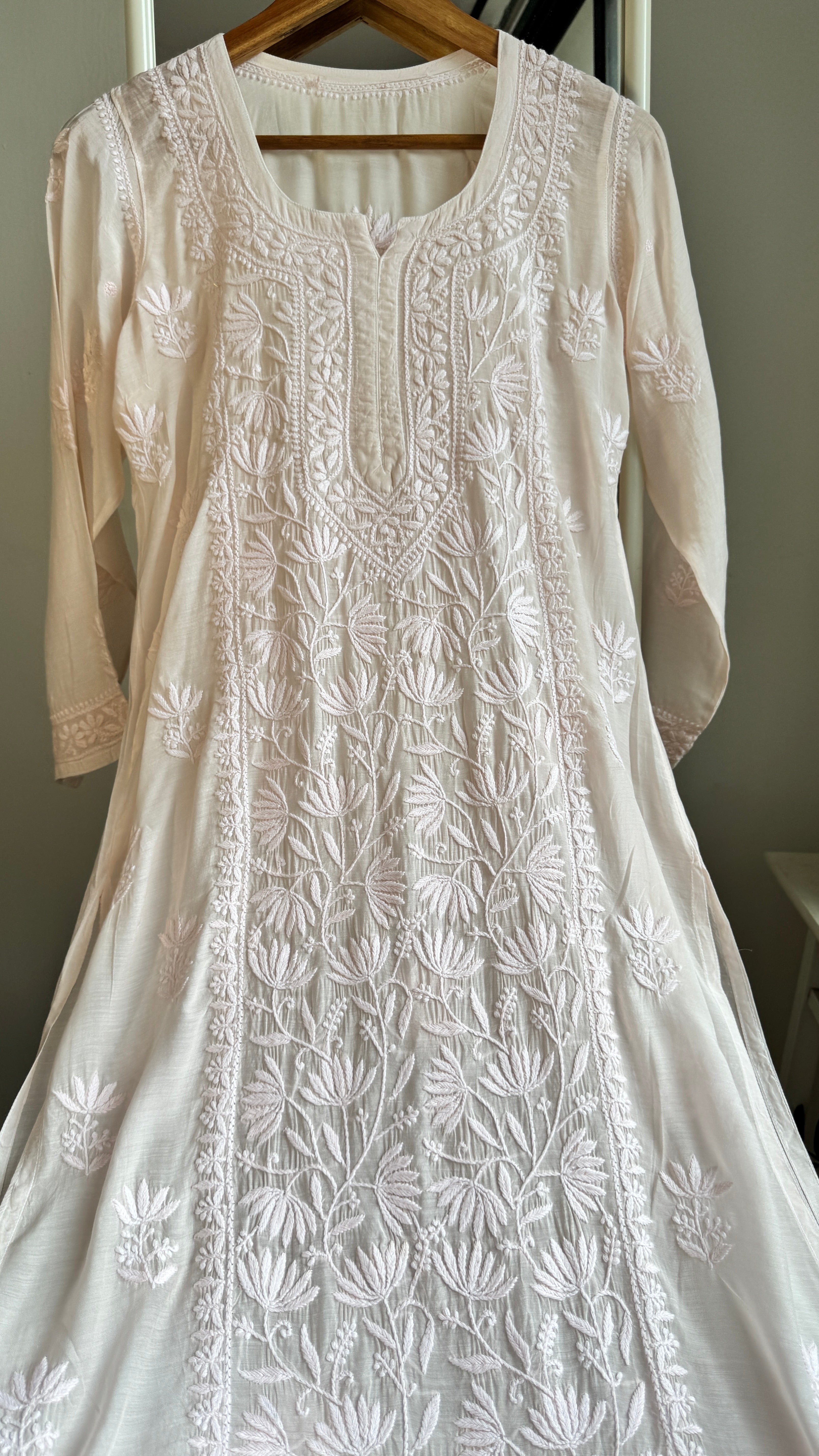Muslin Chikankari Plazzo Set - Pale pink