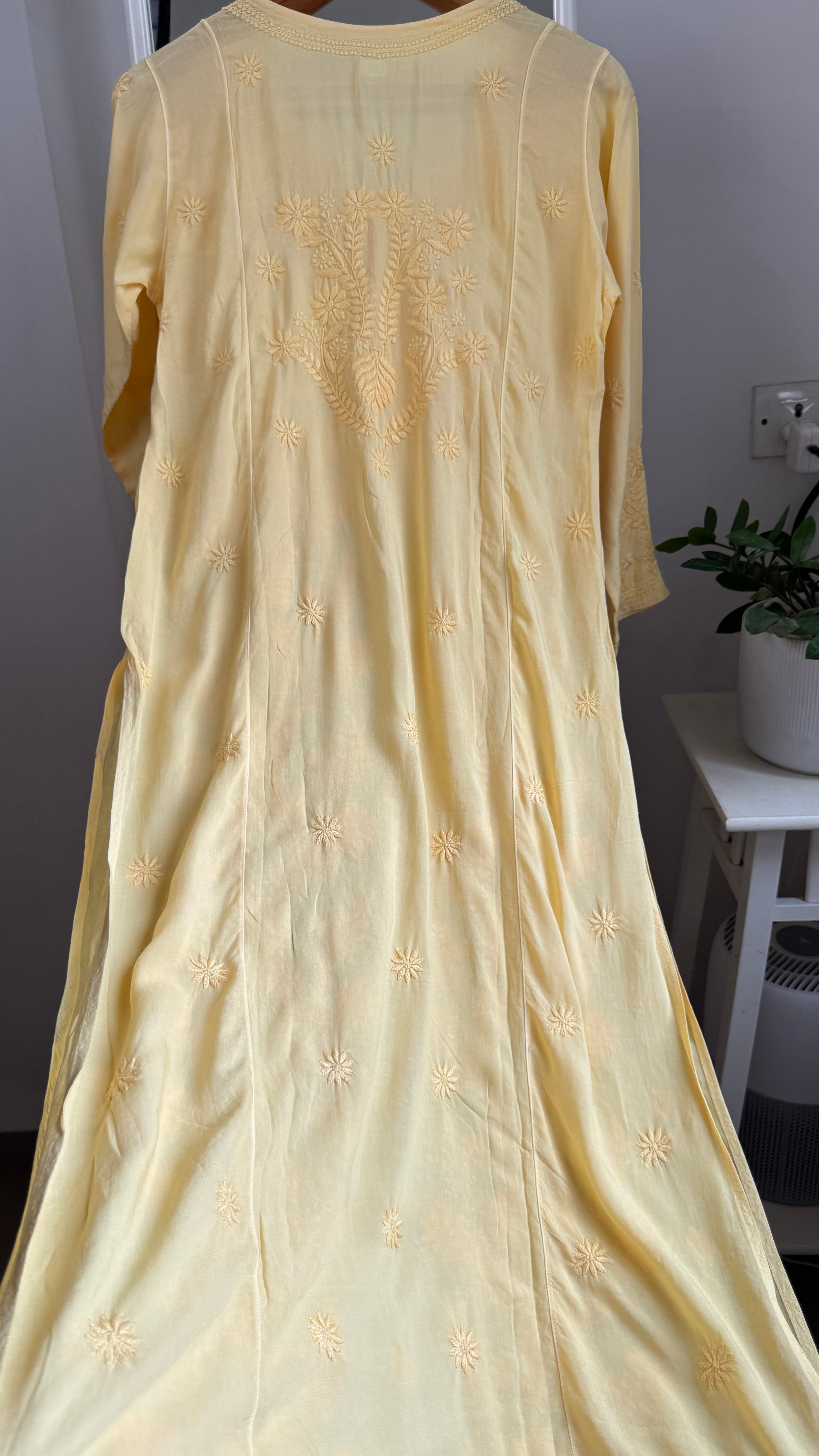 Premium Modal Chikankari Cotton Kurti - Butter Yellow - Noor Collection