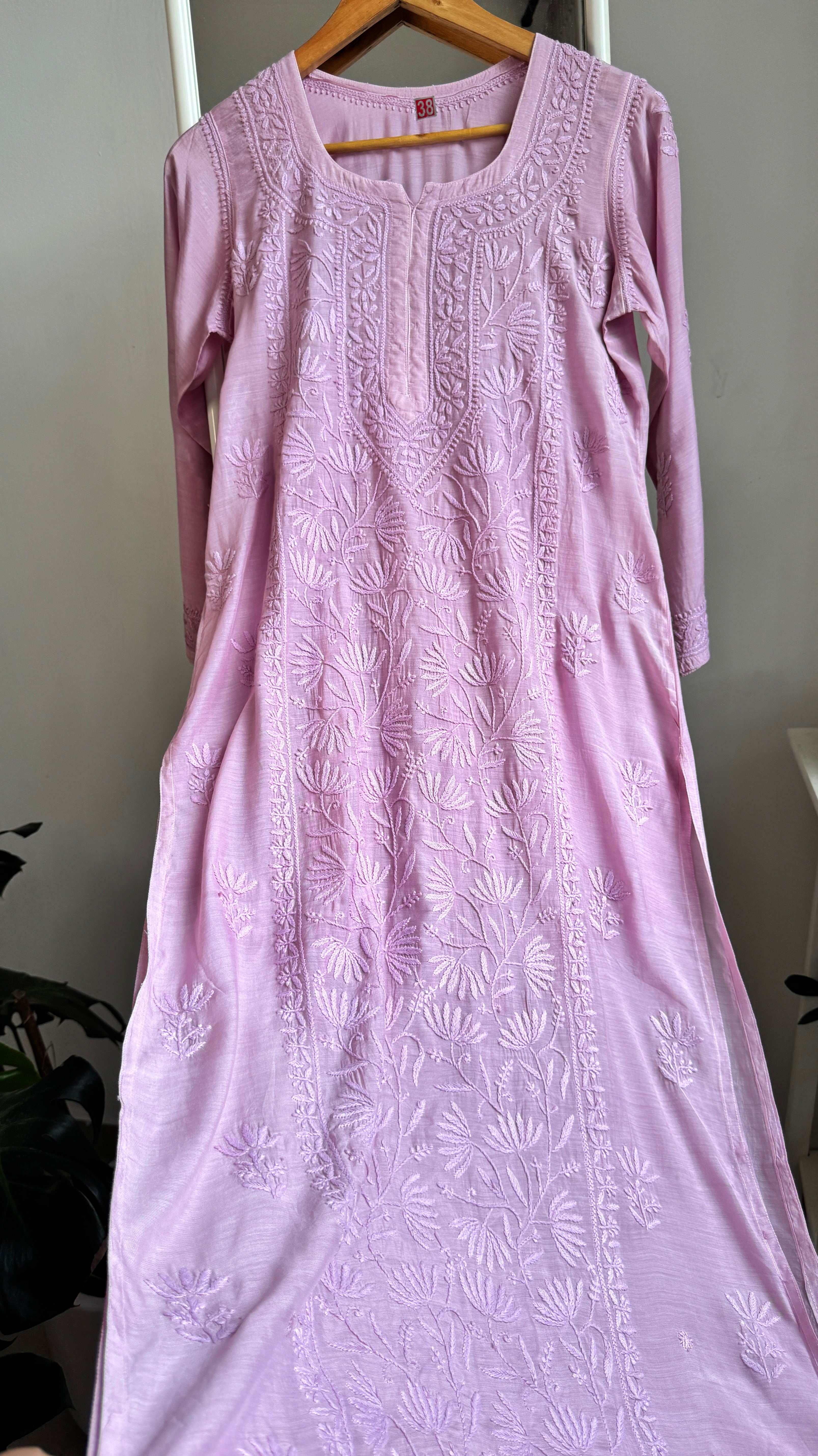 Muslin Chikankari Plazzo Set - Mauve