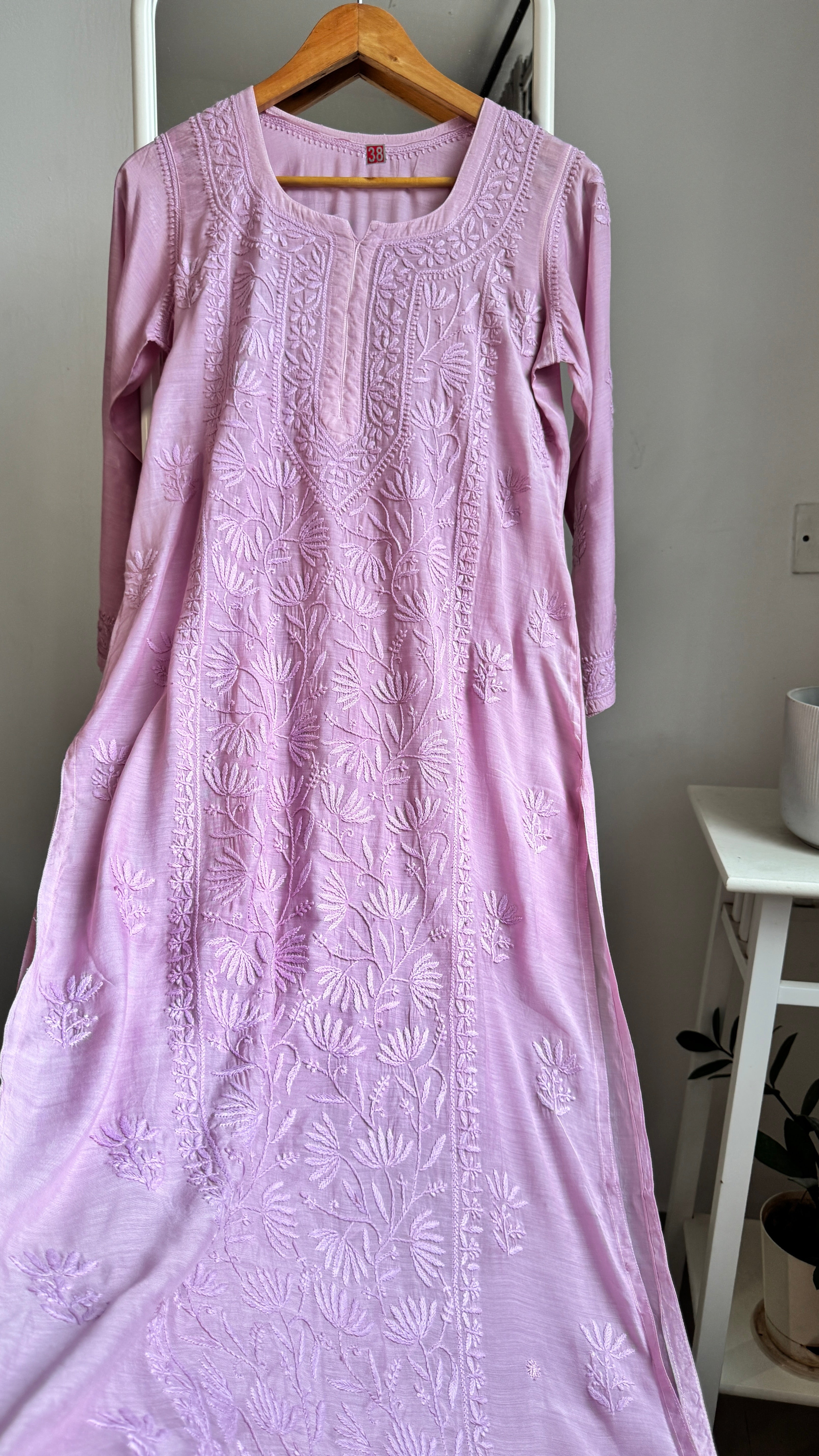 Muslin Chikankari Plazzo Set - Mauve
