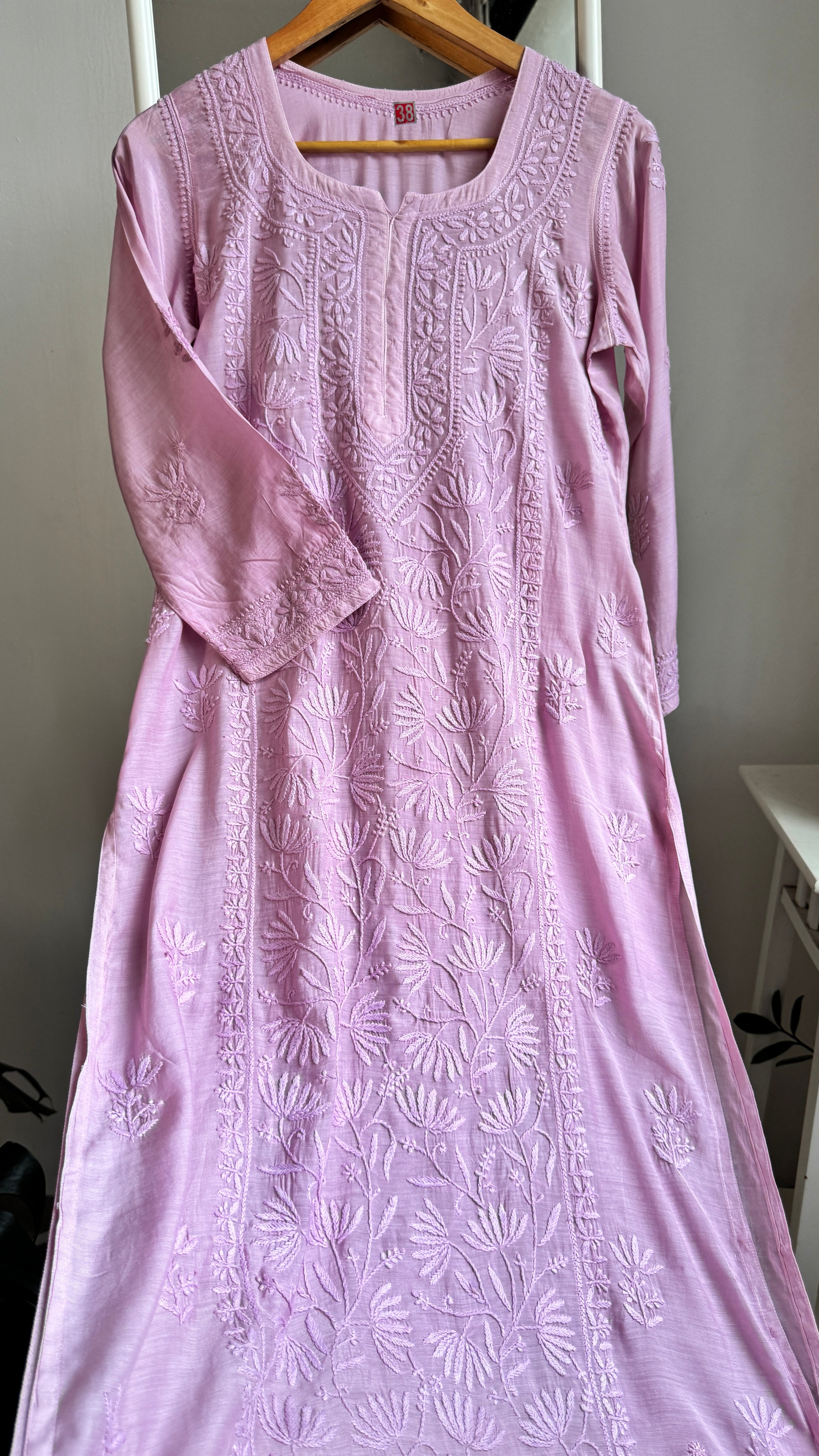 Muslin Chikankari Plazzo Set - Mauve