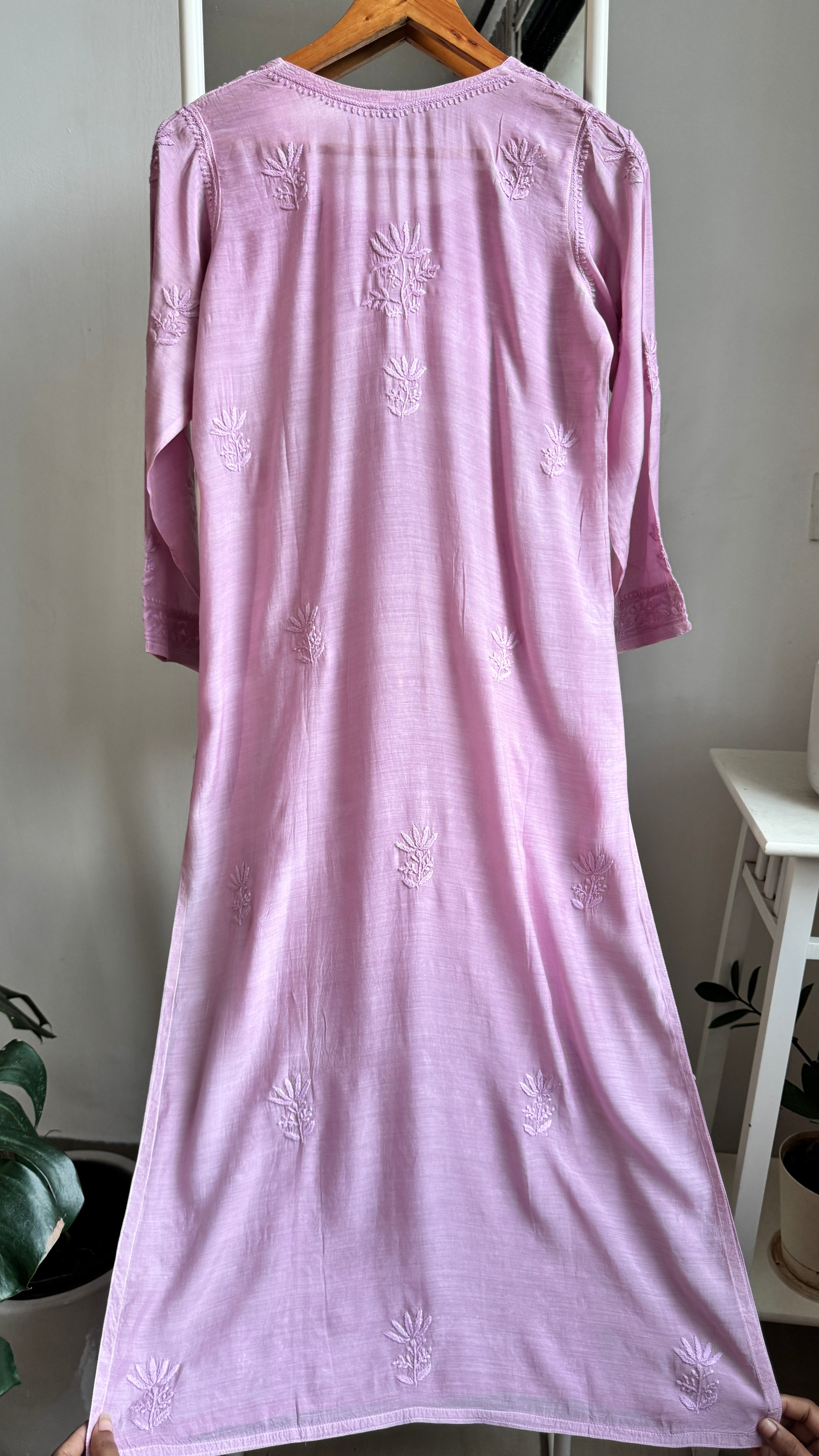 Muslin Chikankari Plazzo Set - Mauve