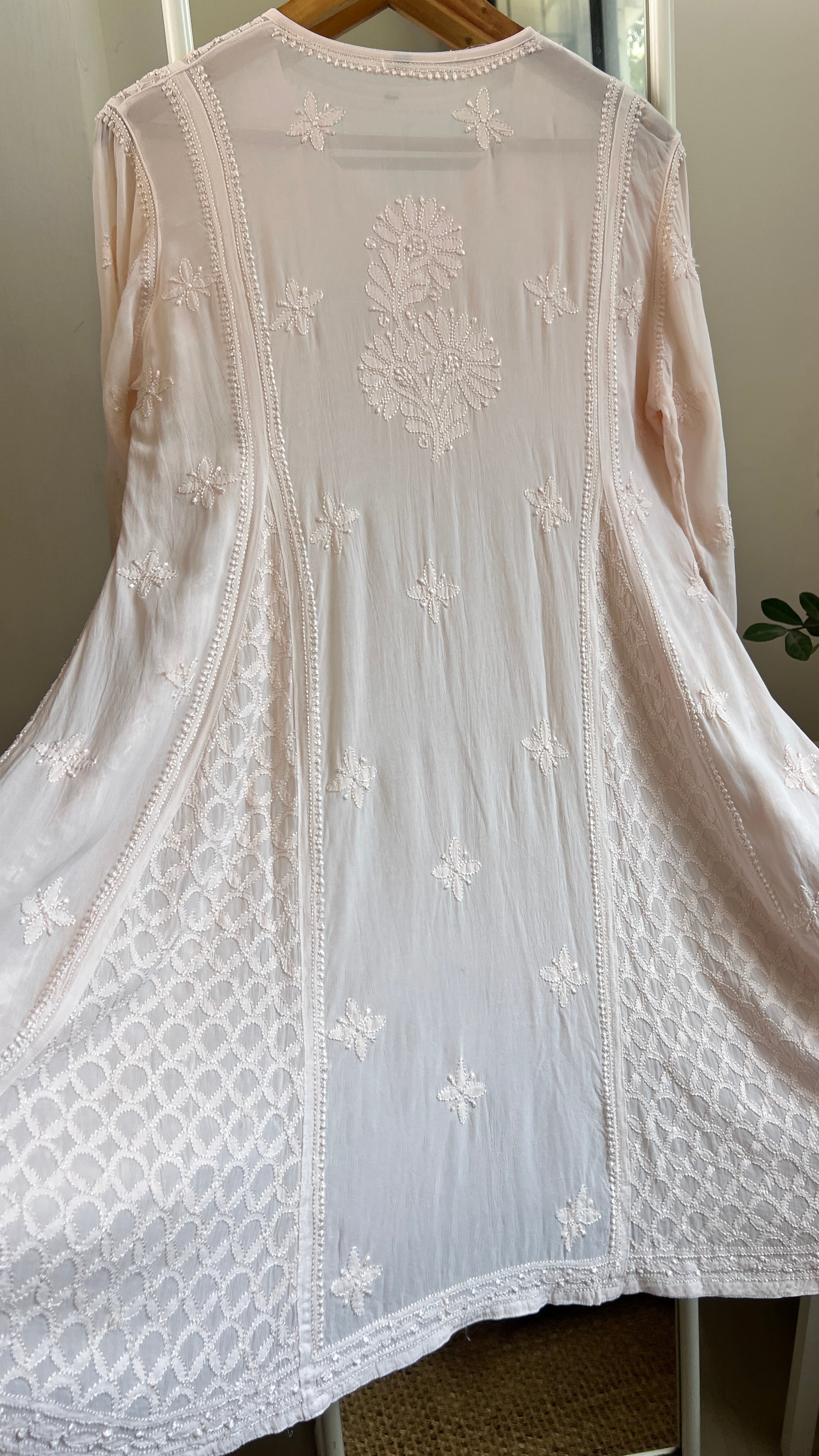 Viscose Chikankari Short Anarkali - Pale Pink - Sahar Collection