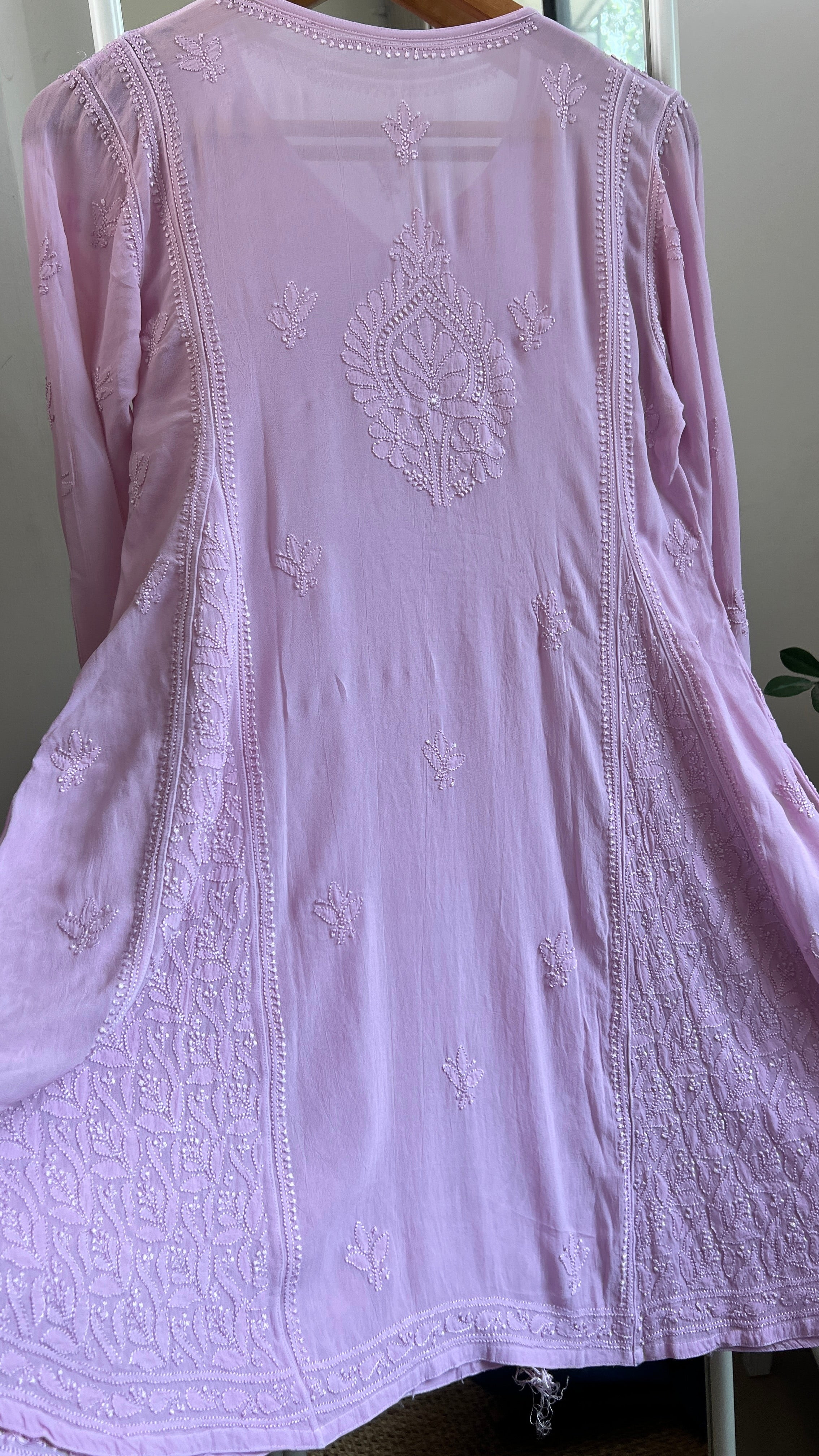 Viscose Chikankari Short Anarkali - Onion Pink - Sahar Collection