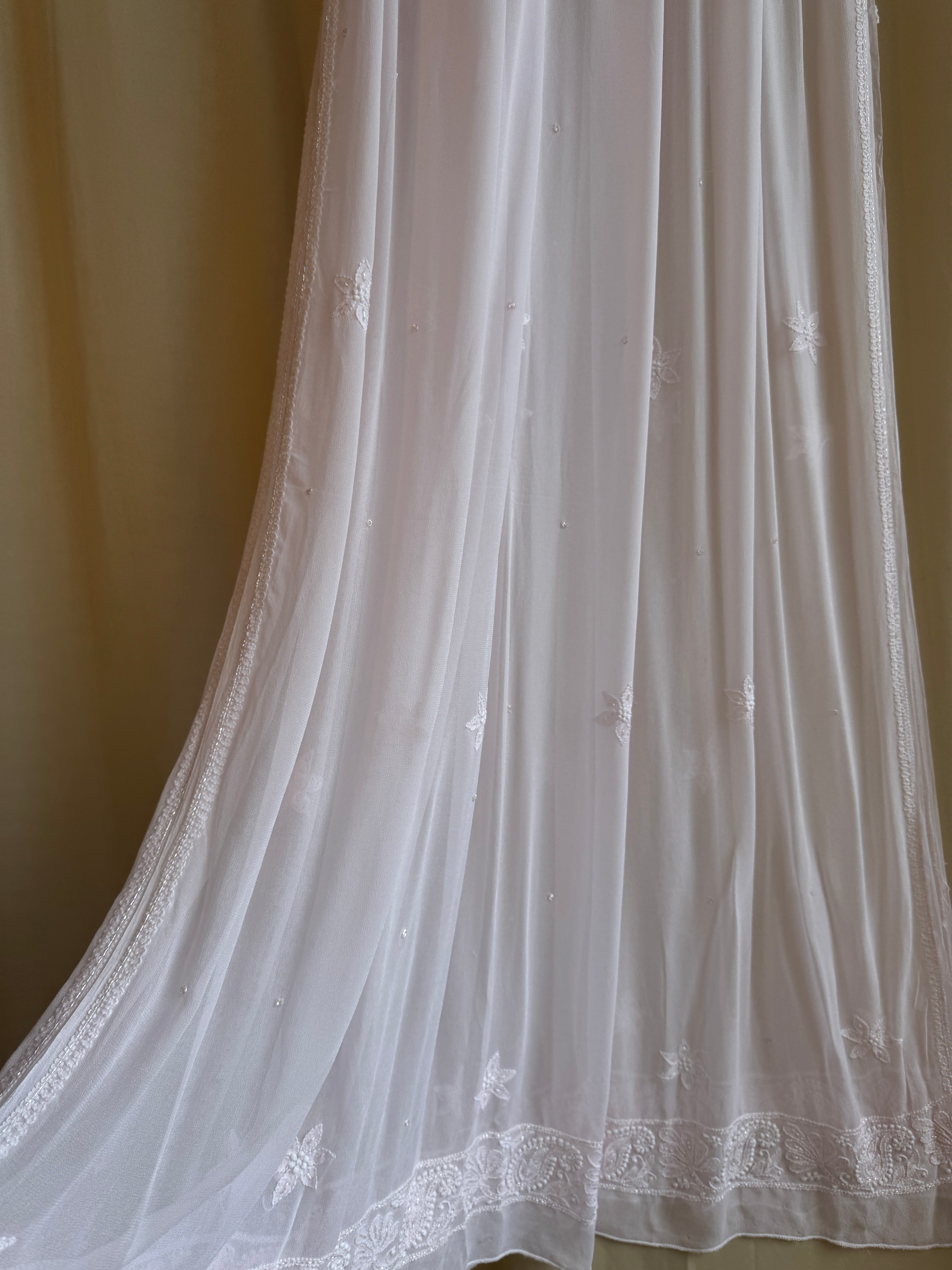 Viscose Anarkali - Semi Stitched - Pearl Work - Pale Pink ARIAA CHIKANKARI