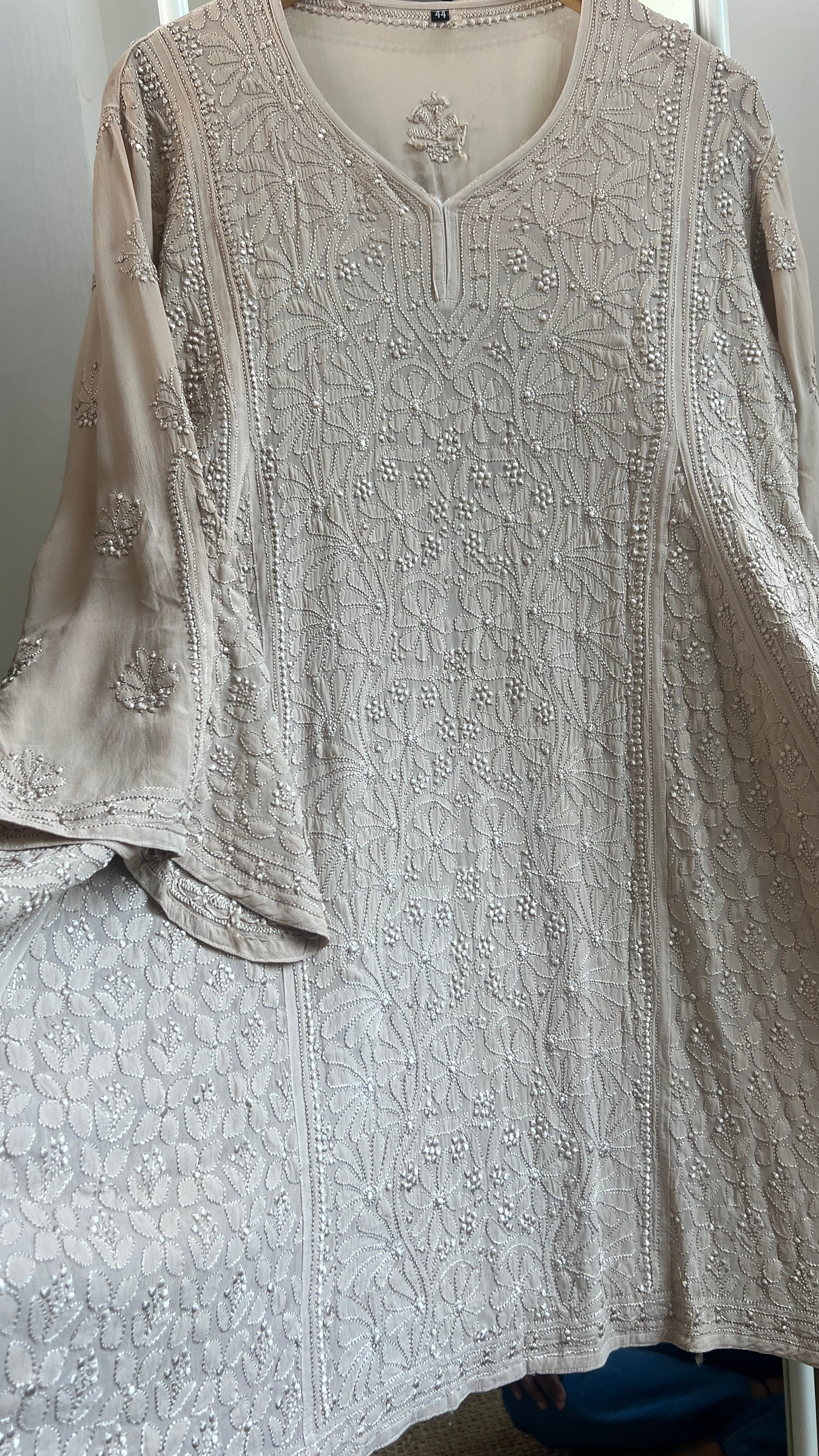 Viscose Chikankari Short Anarkali - Coffee Beige - Sahar Collection