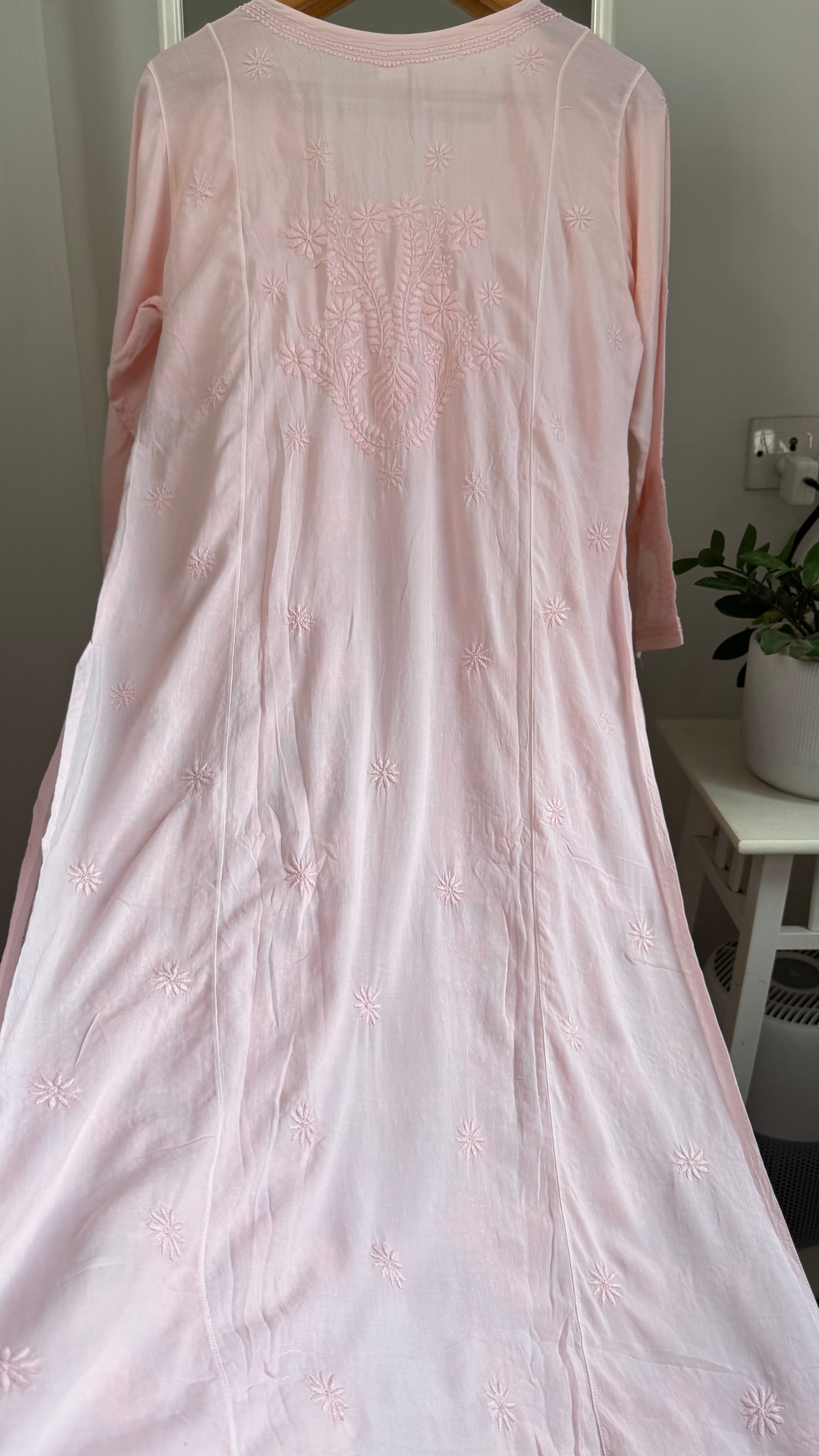 Premium Modal Chikankari Cotton Kurti - Peach Pink - Noor Collection