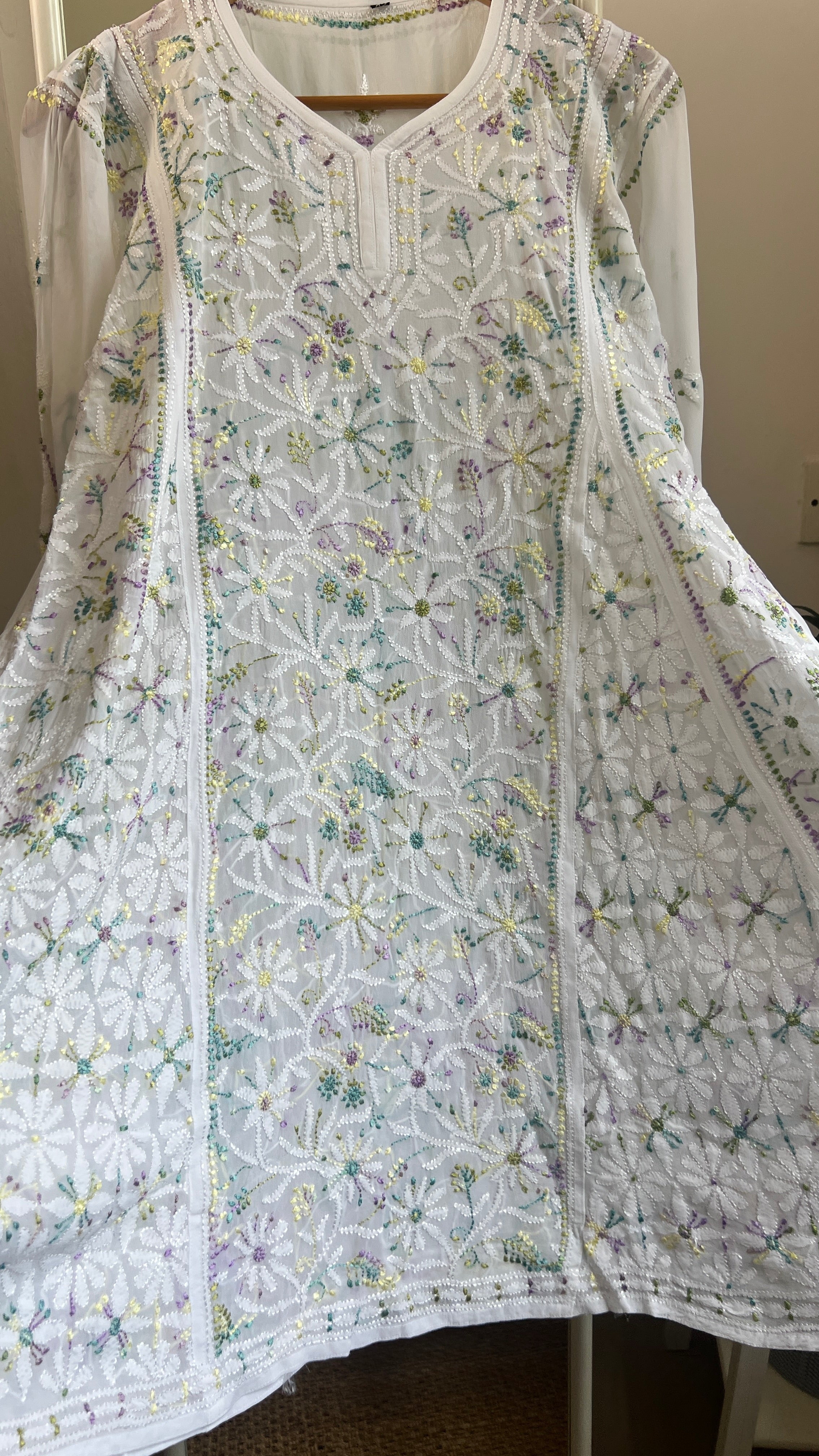 Viscose Chikankari Short Anarkali - Multi Colour - Sahar Collection