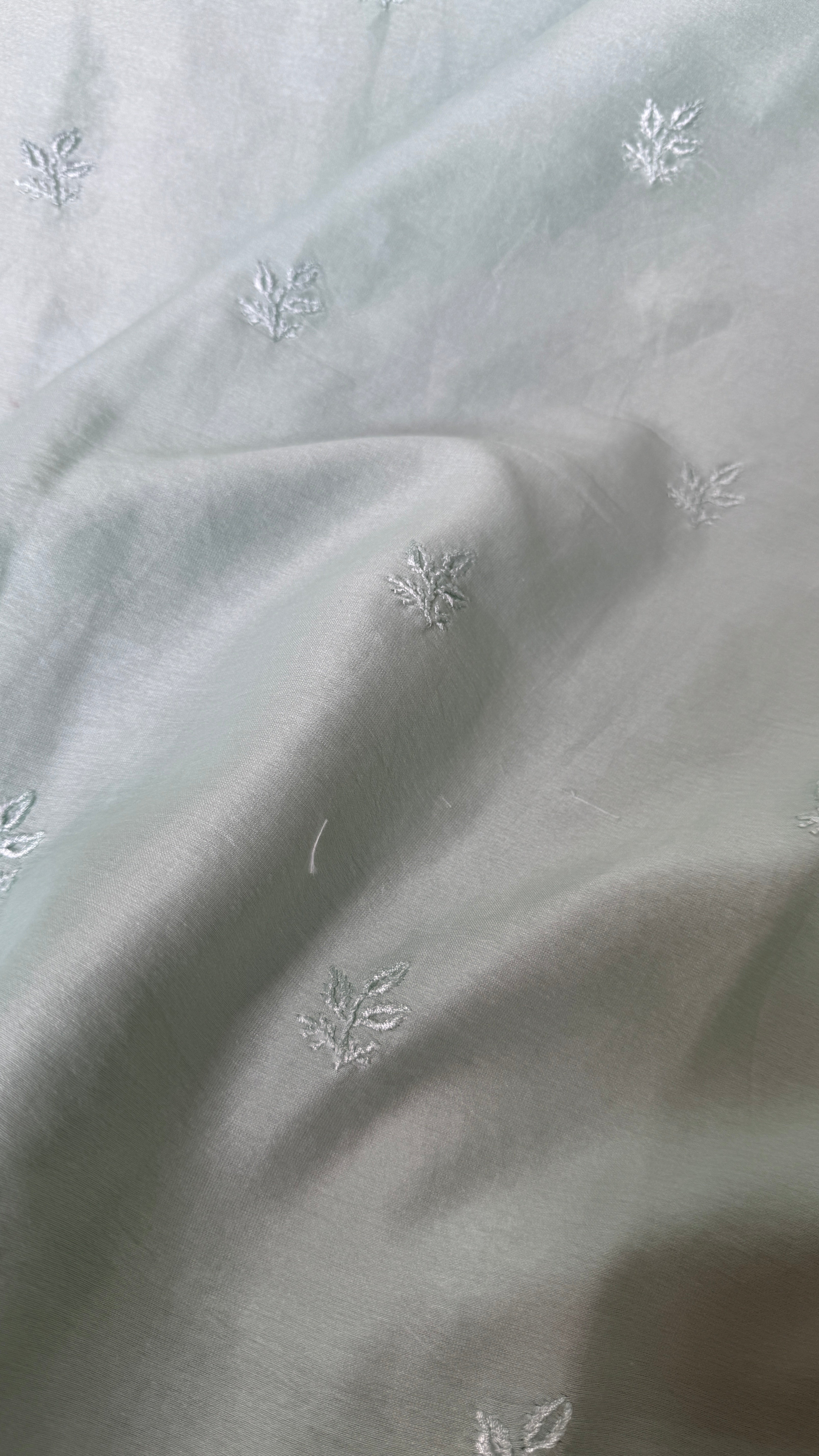 Chanderi Chikankari Kurta Length - Mens- Sea Green