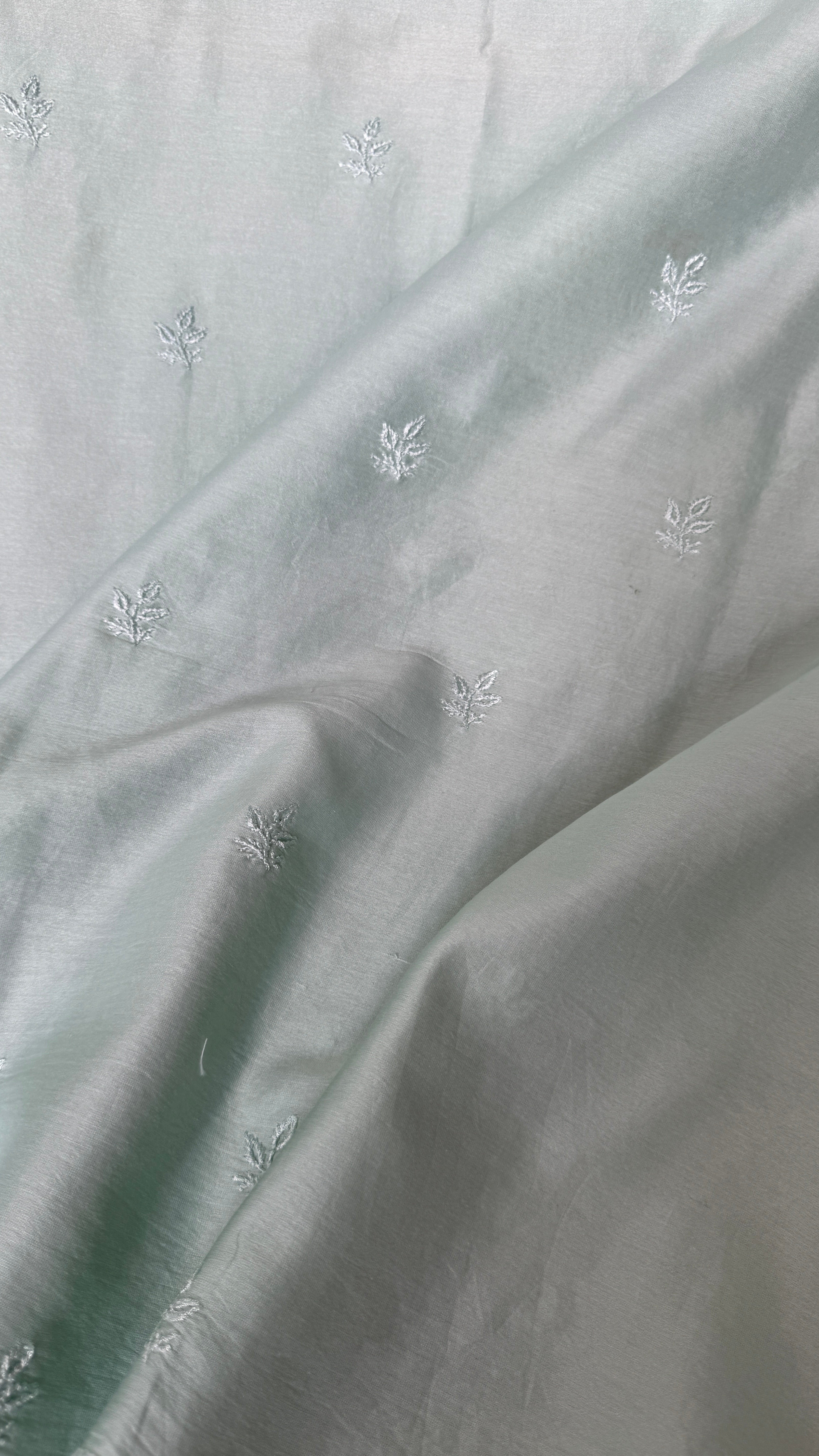 Chanderi Chikankari Kurta Length - Mens- Sea Green