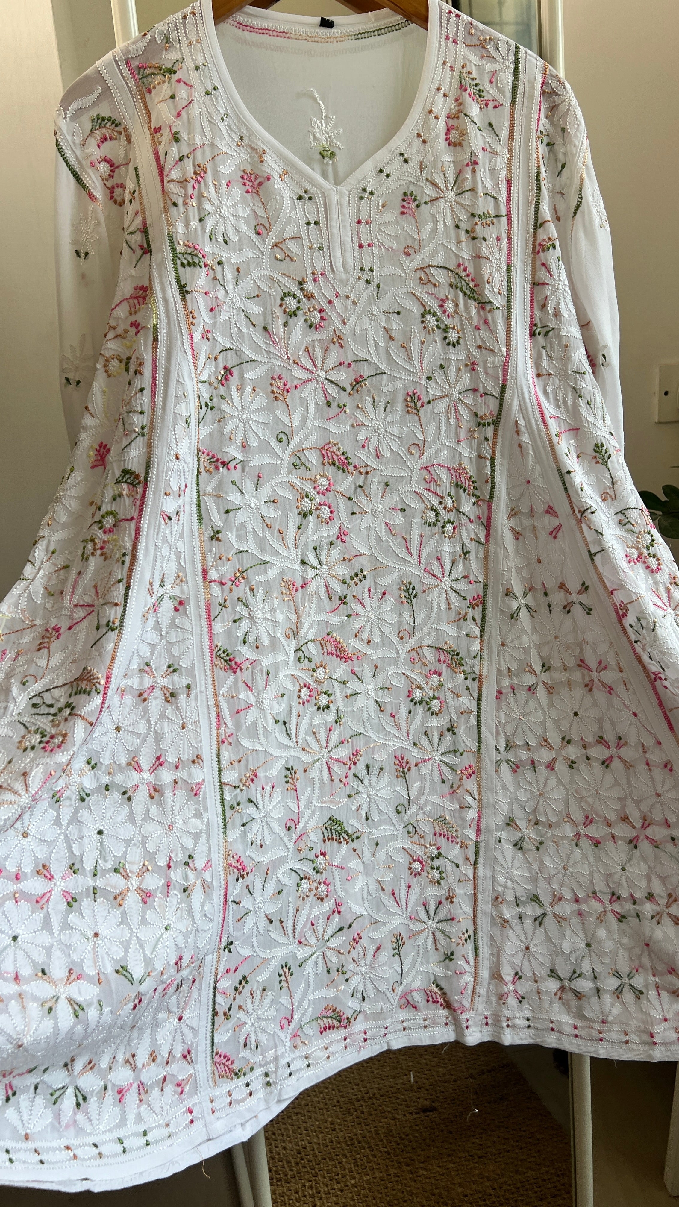 Viscose Chikankari Short Anarkali - Multi Colour - Sahar Collection