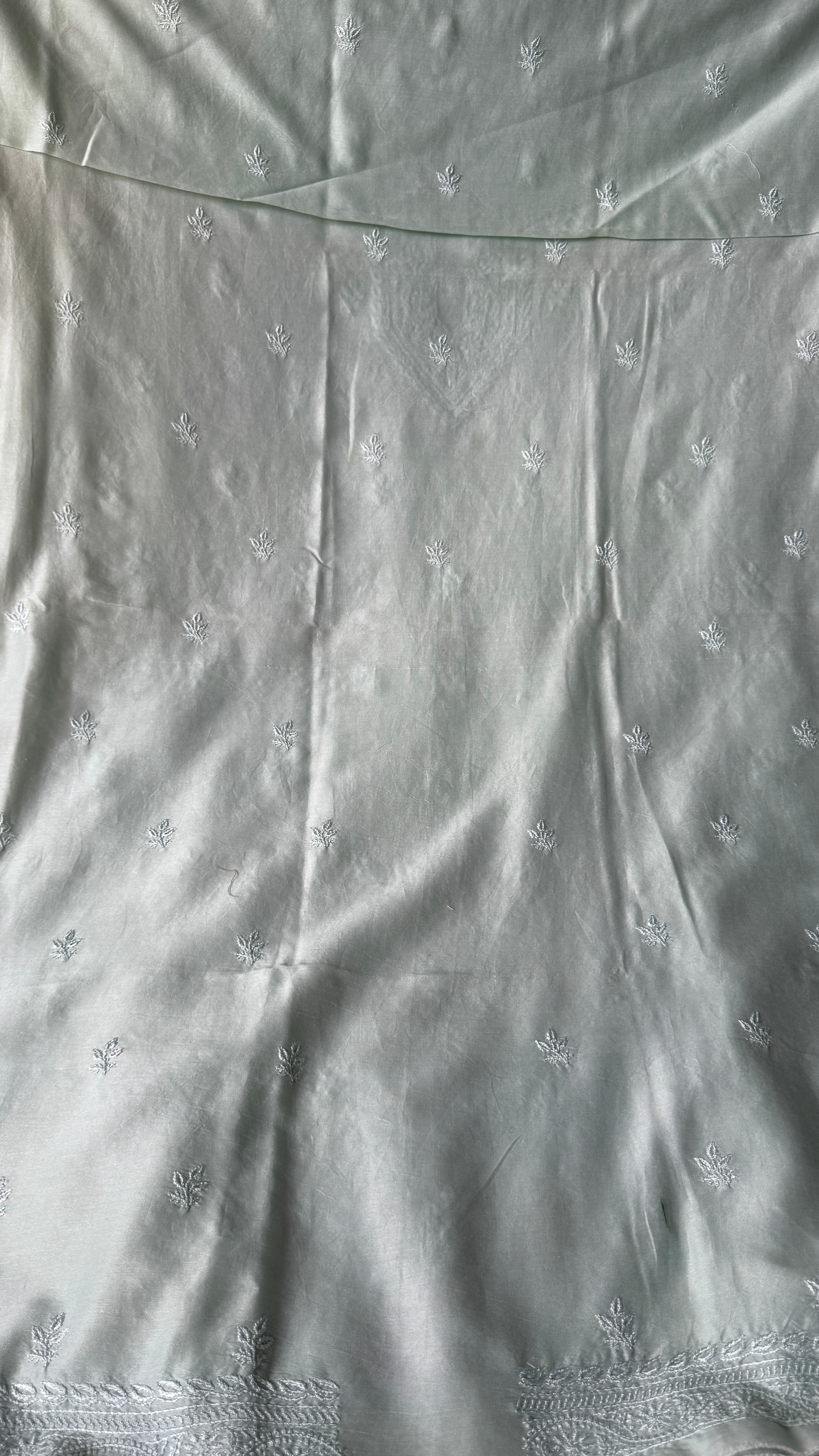 Chanderi Chikankari Kurta Length - Mens- Sea Green