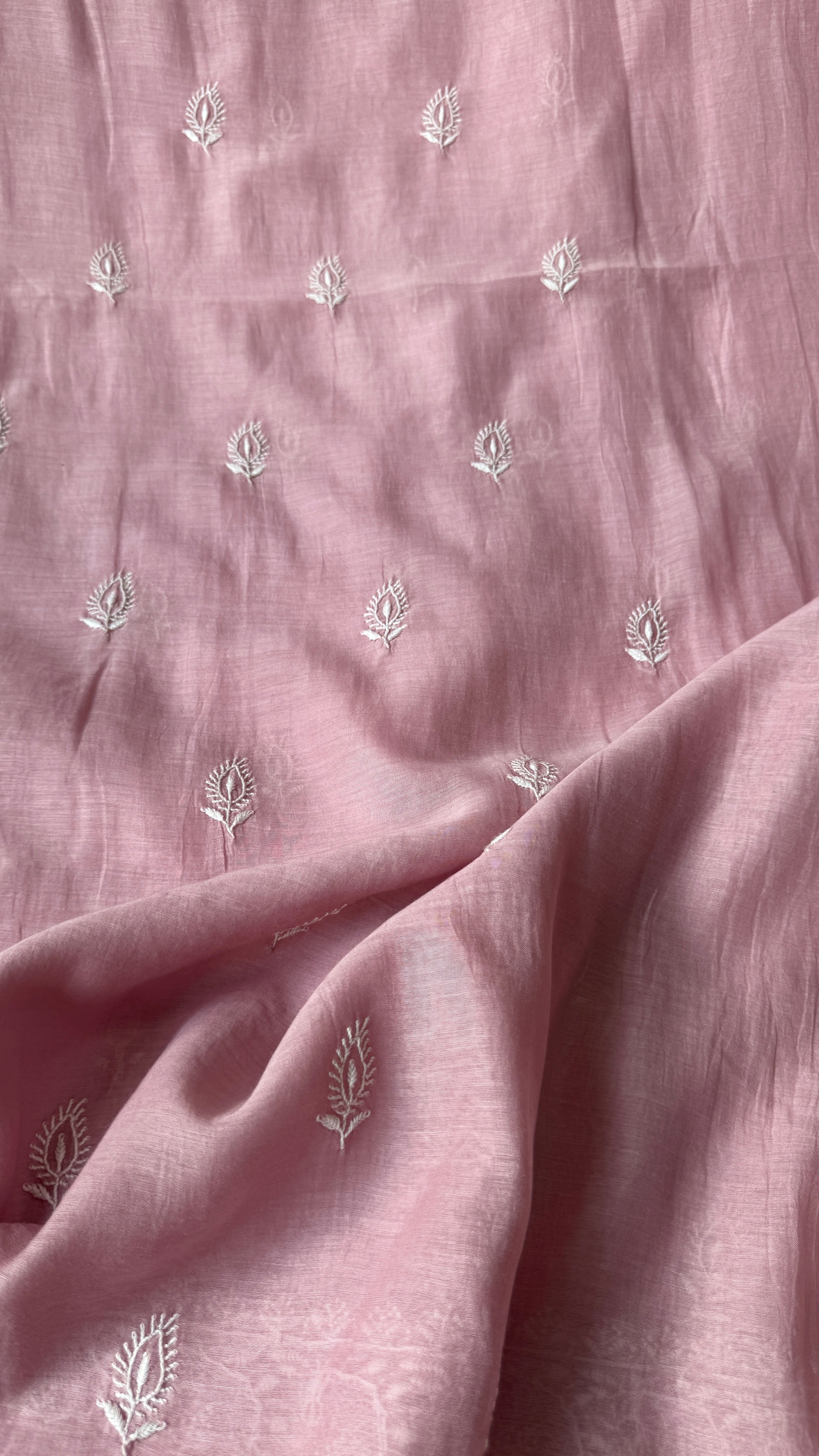 Chanderi Chikankari Kurta Length - Mens- Mauve