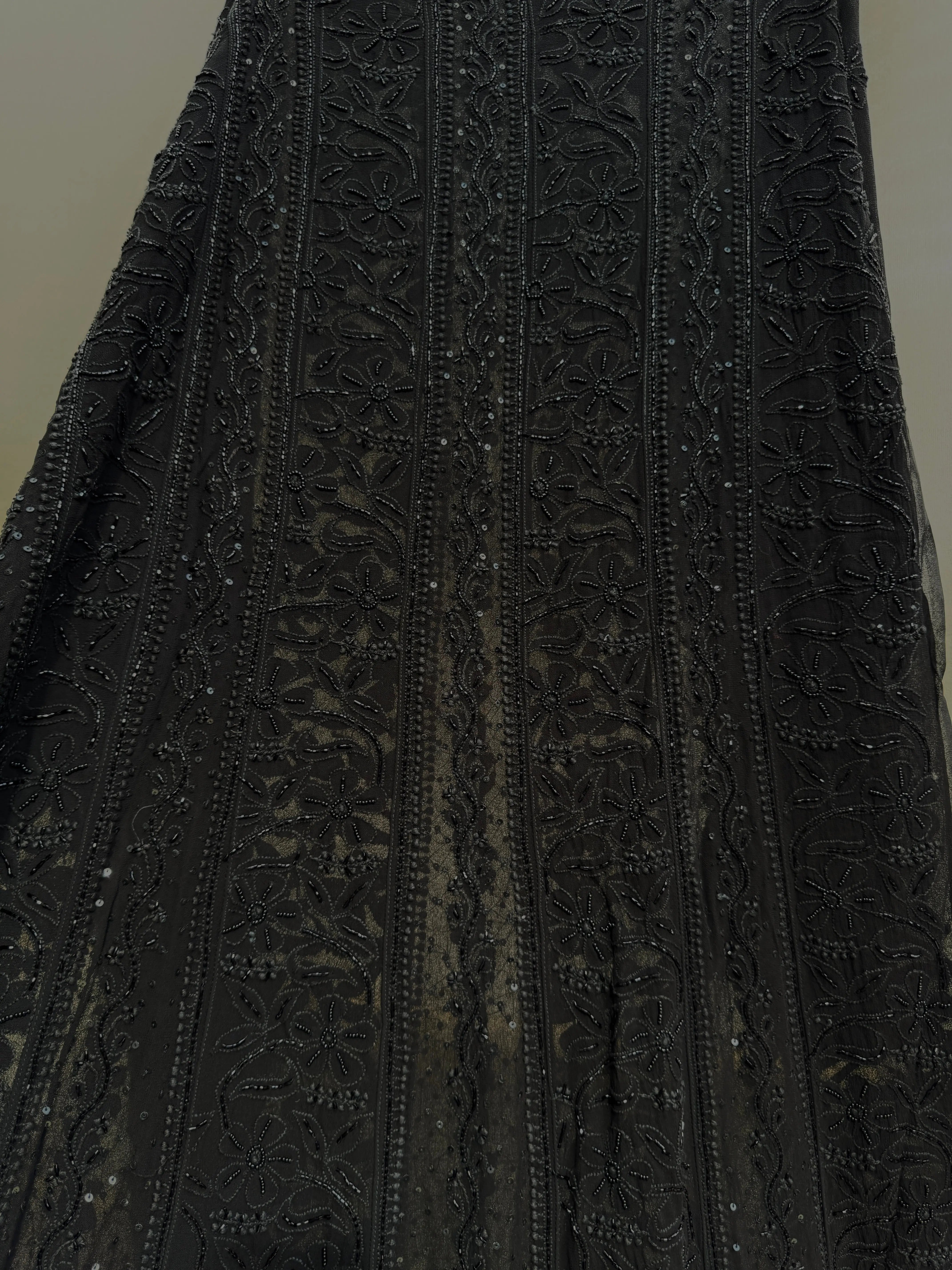 Viscose Anarkali - Semi Stitched - Pearl Work - Black ARIAA CHIKANKARI