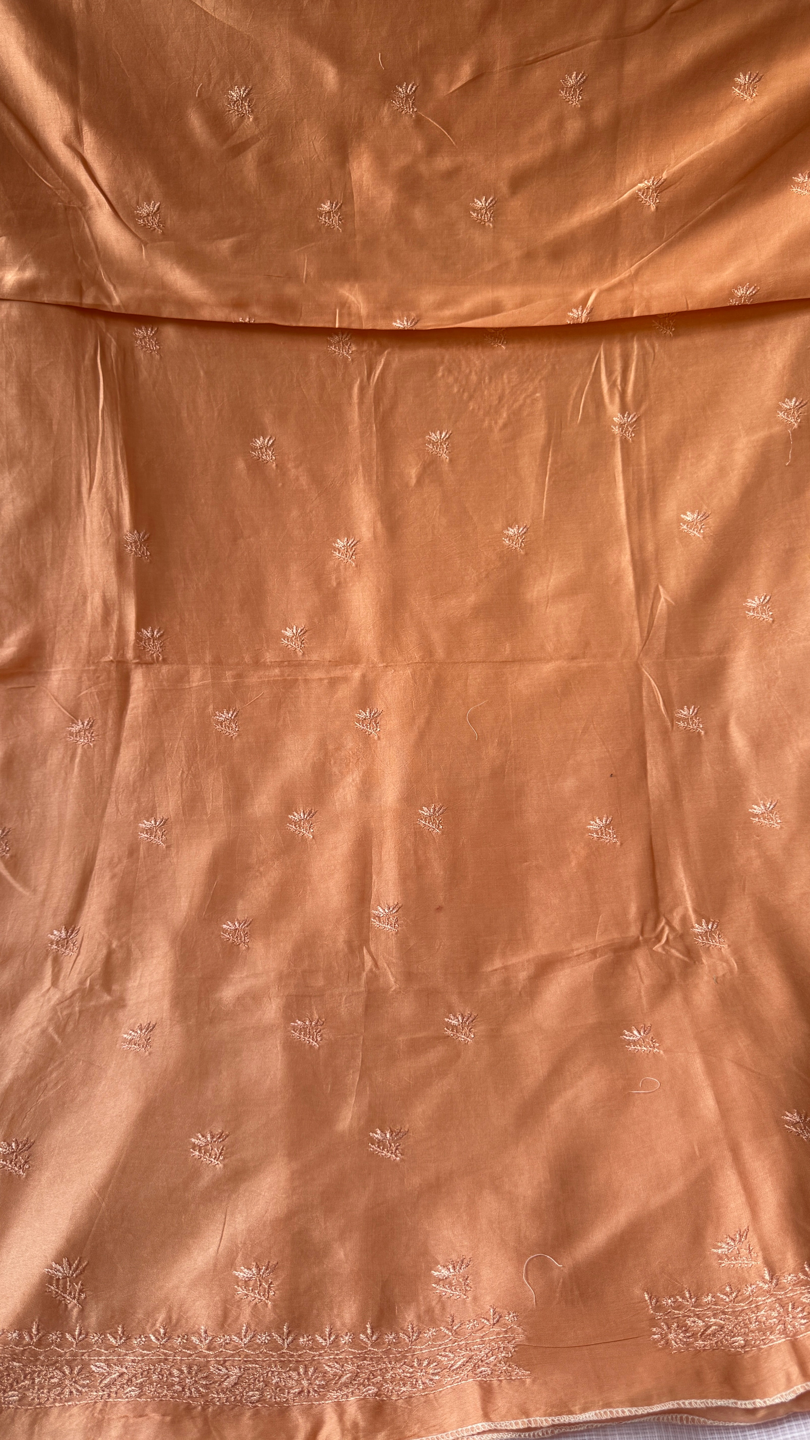 Chanderi Chikankari Kurta Length - Mens- Orange