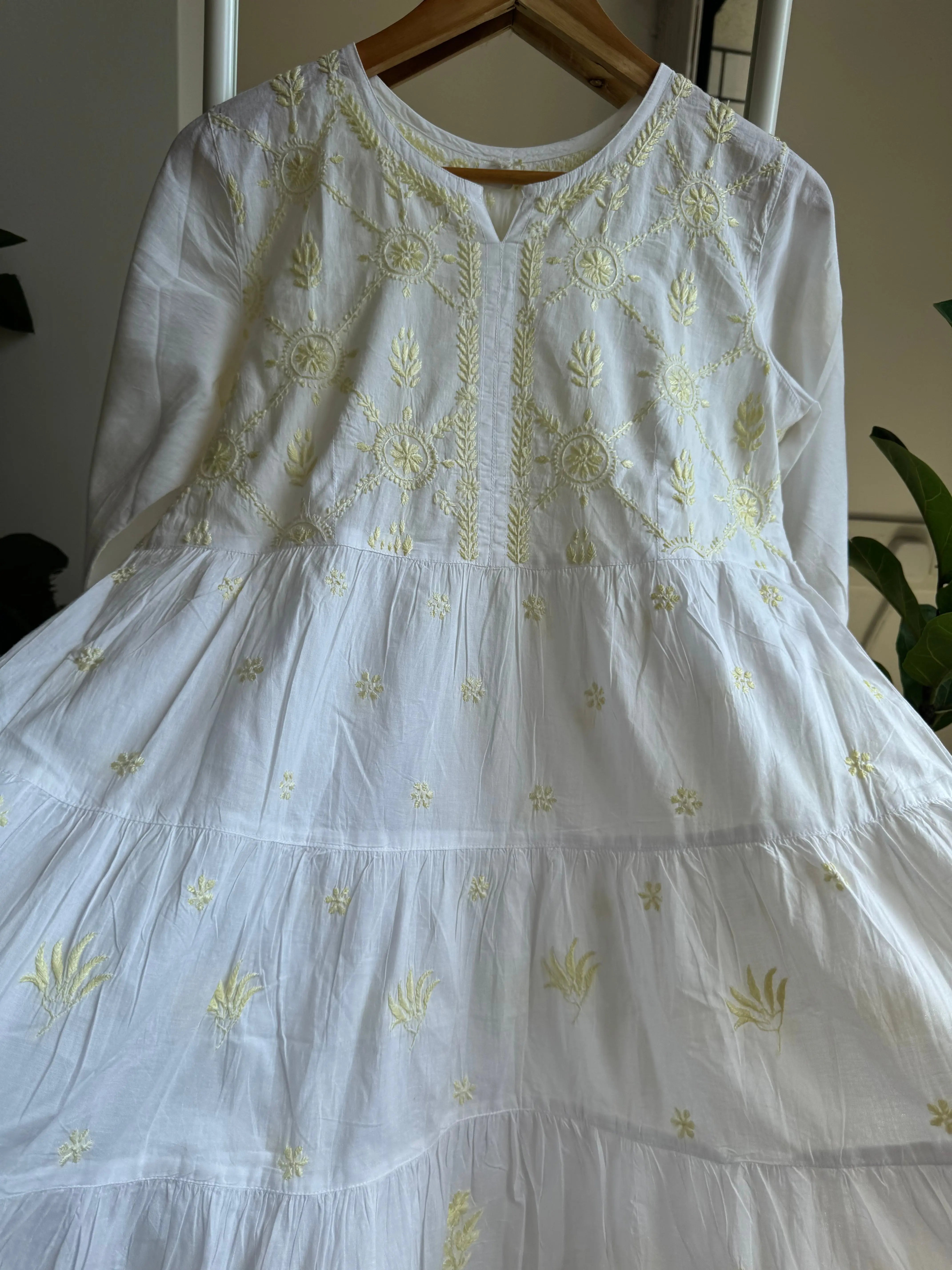 Chikankari Short white Dress - Mul Cotton ARIAA CHIKANKARI