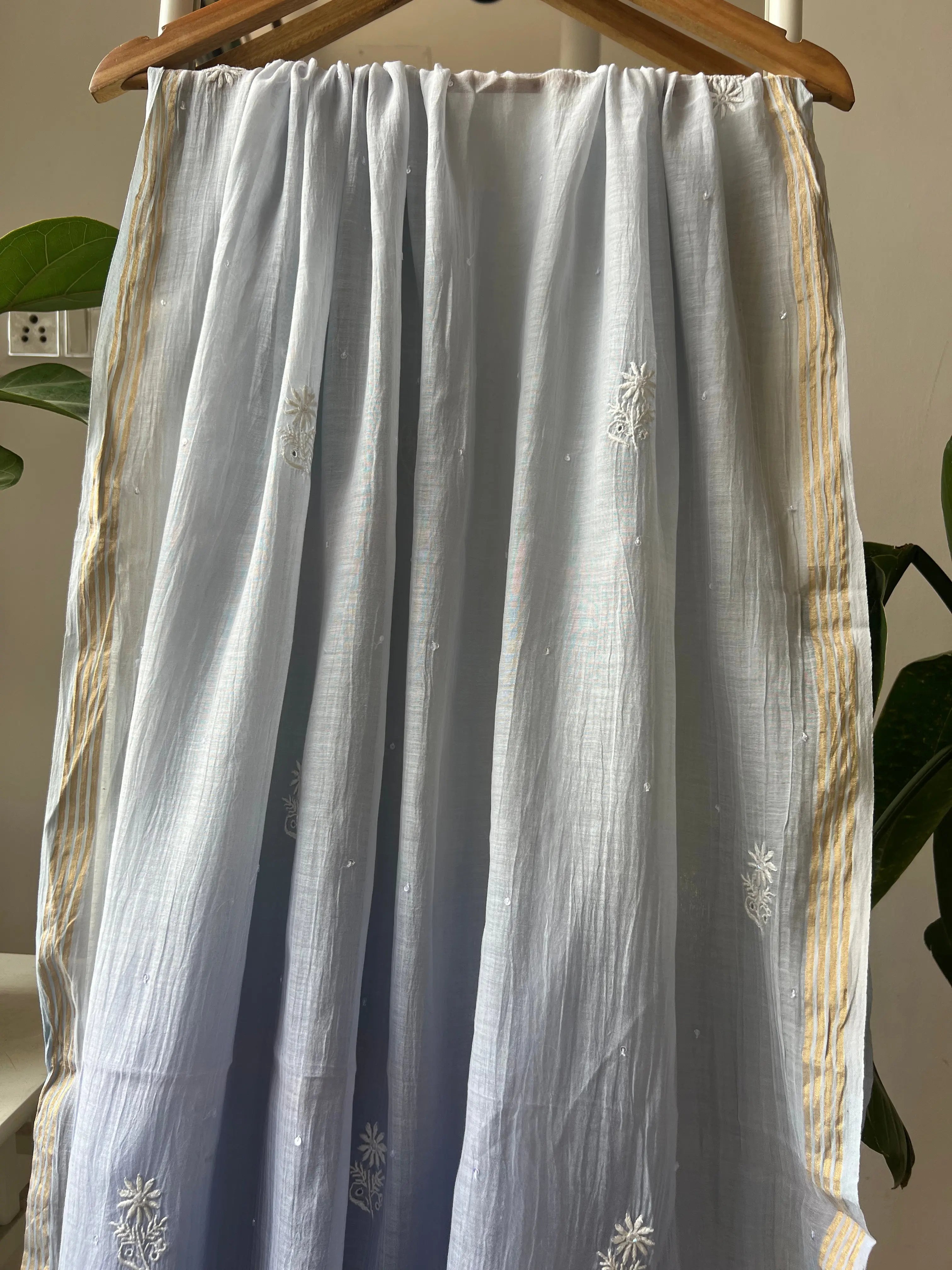 Mul Chanderi Chikankari Anarkali - Grey ARIAA CHIKANKARI