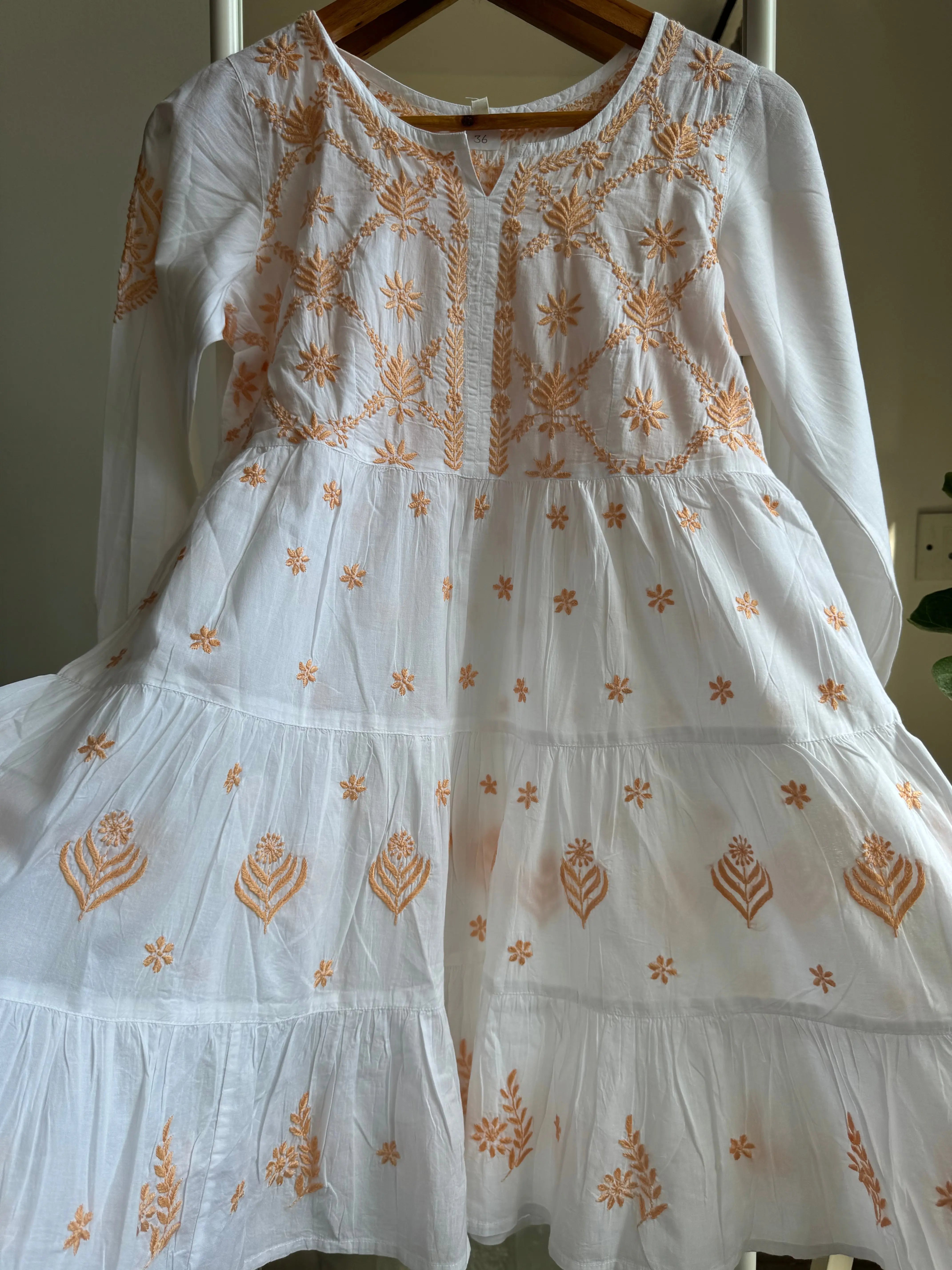 Chikankari Short white Dress - Mul Cotton ARIAA CHIKANKARI