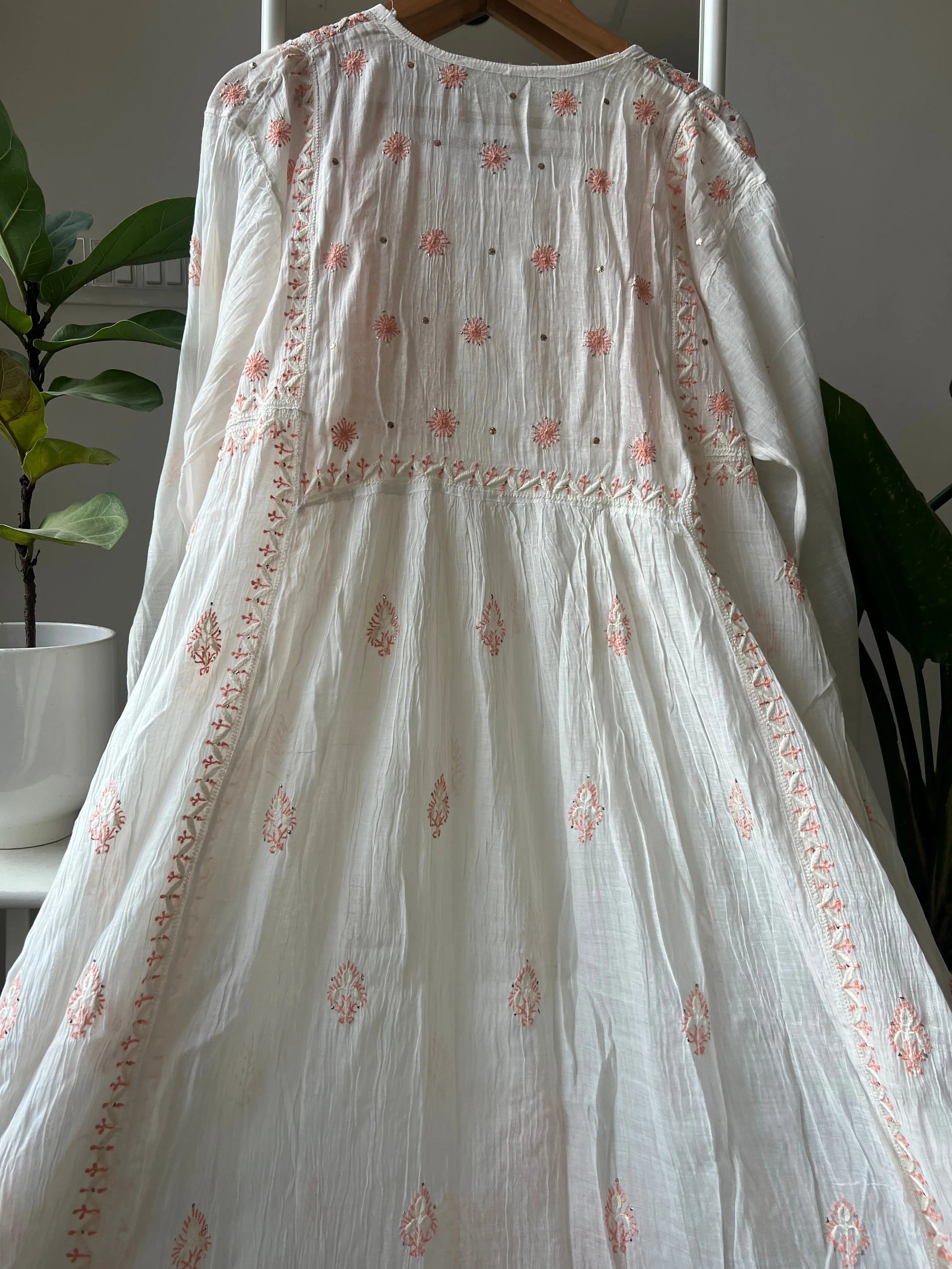 Mul Chanderi Chikankari Anarkali - Orange ARIAA CHIKANKARI