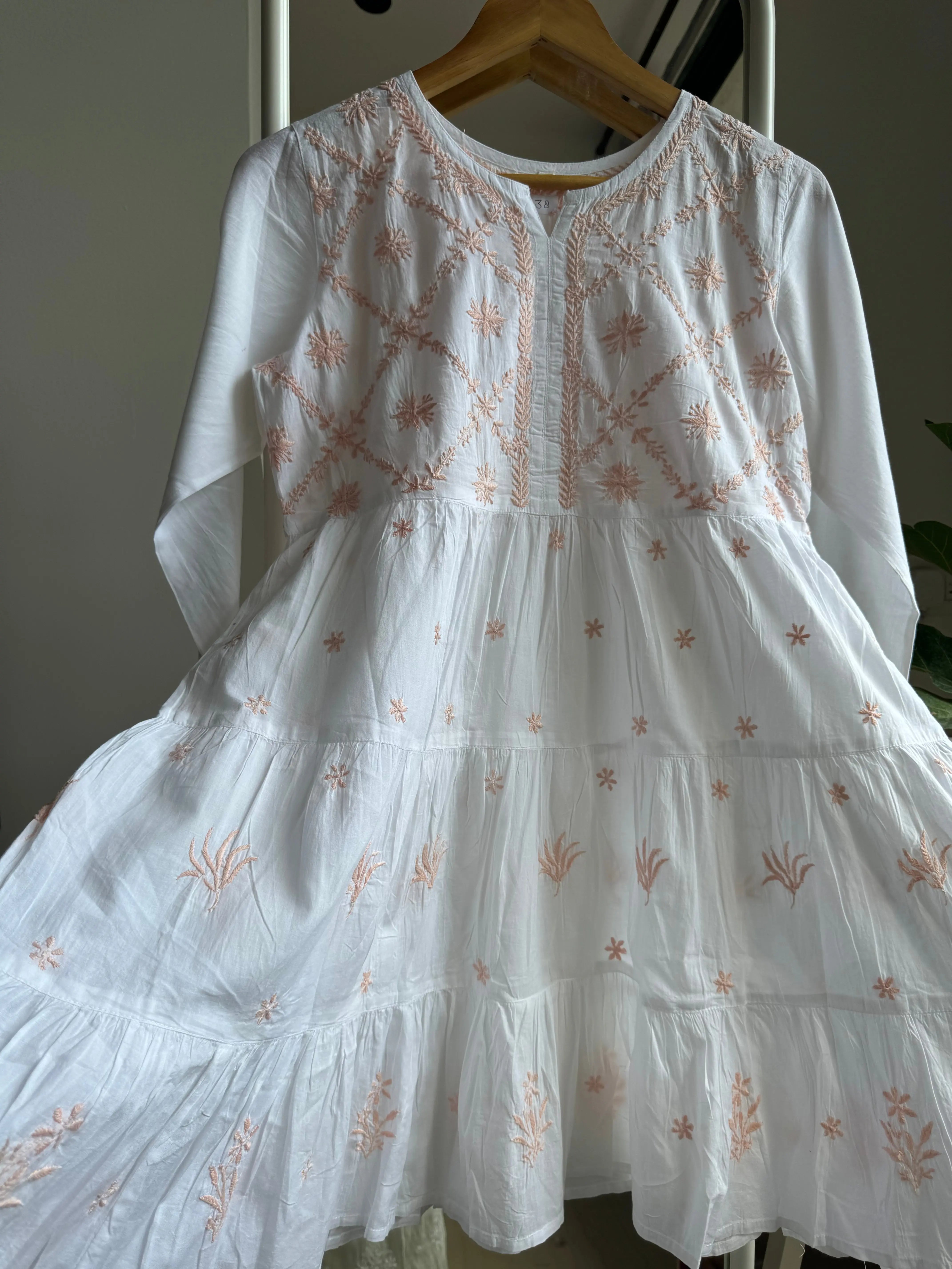 Chikankari Short white Dress - Mul Cotton ARIAA CHIKANKARI