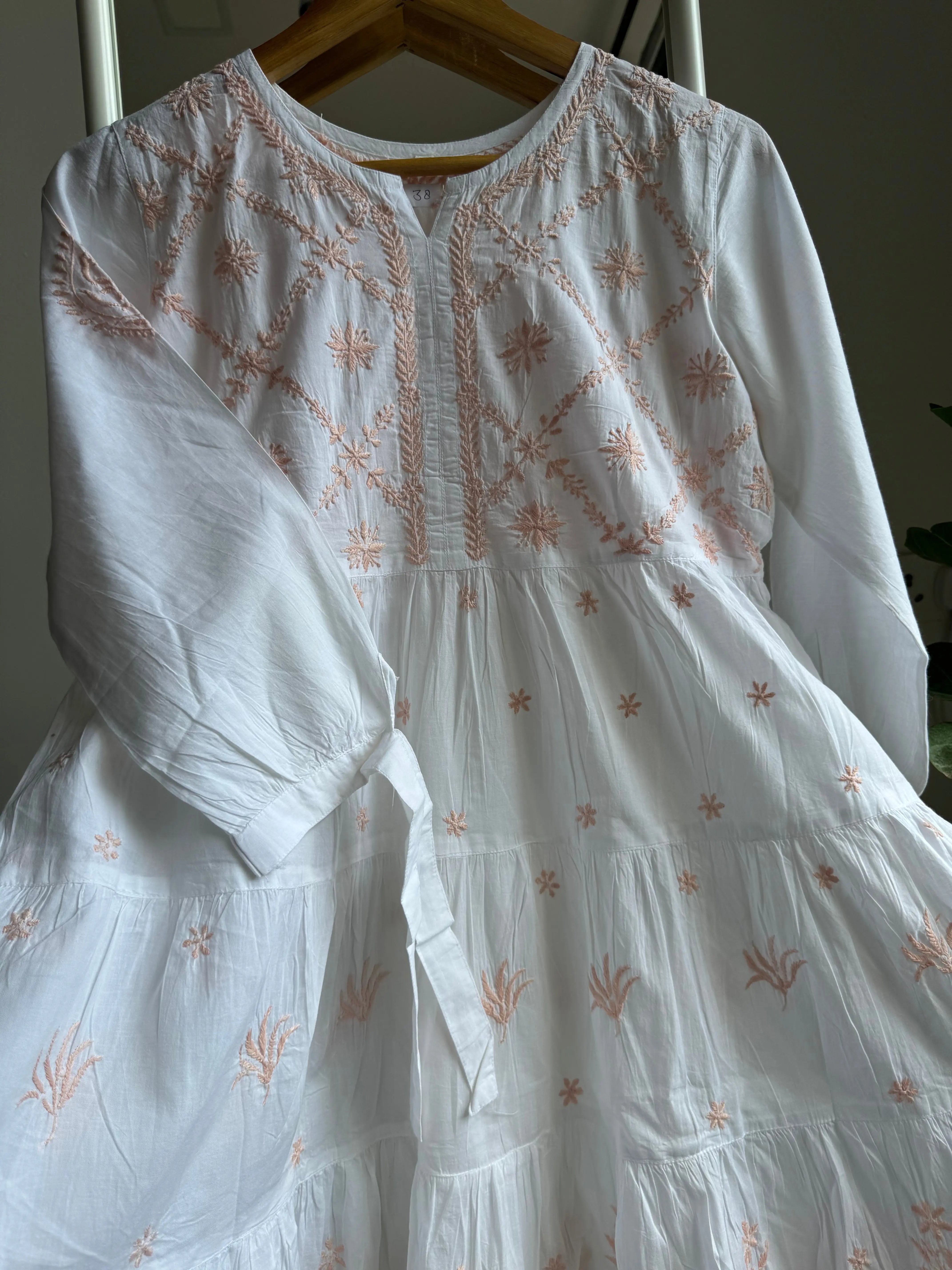 Chikankari Short white Dress - Mul Cotton ARIAA CHIKANKARI