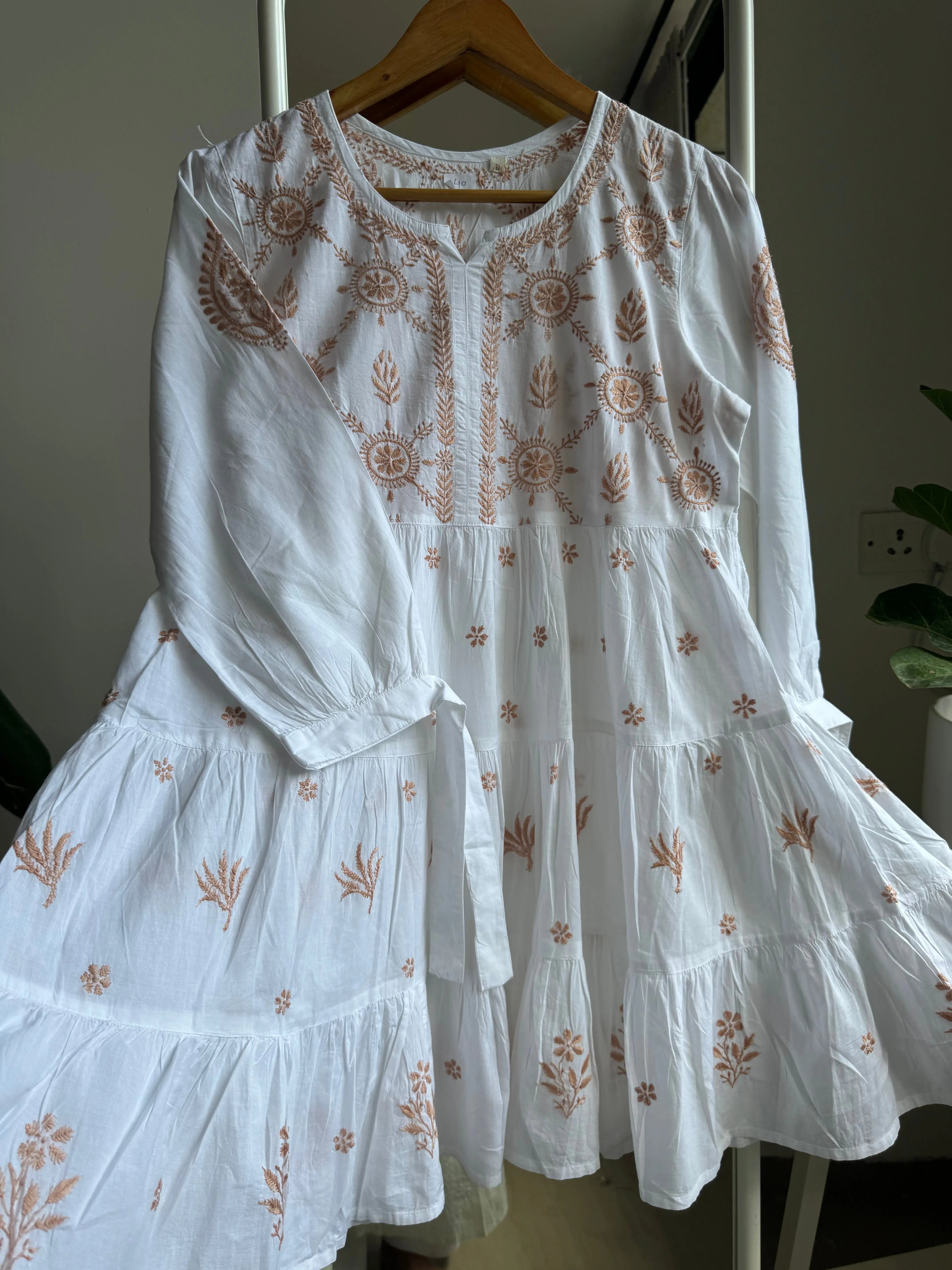 Chikankari Short white Dress - Mul Cotton ARIAA CHIKANKARI
