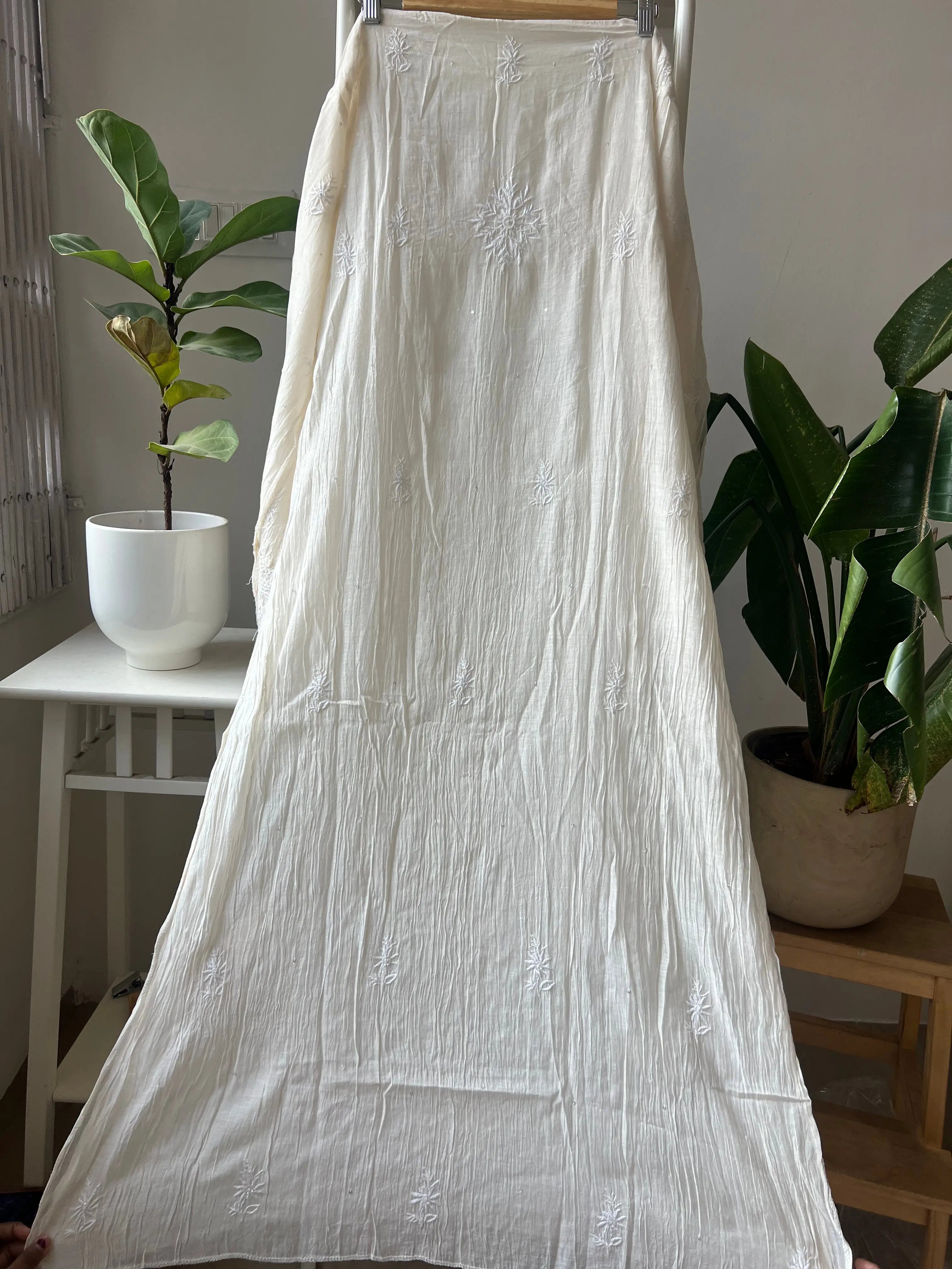 Mul Chanderi Chikankari Anarkali - White ARIAA CHIKANKARI