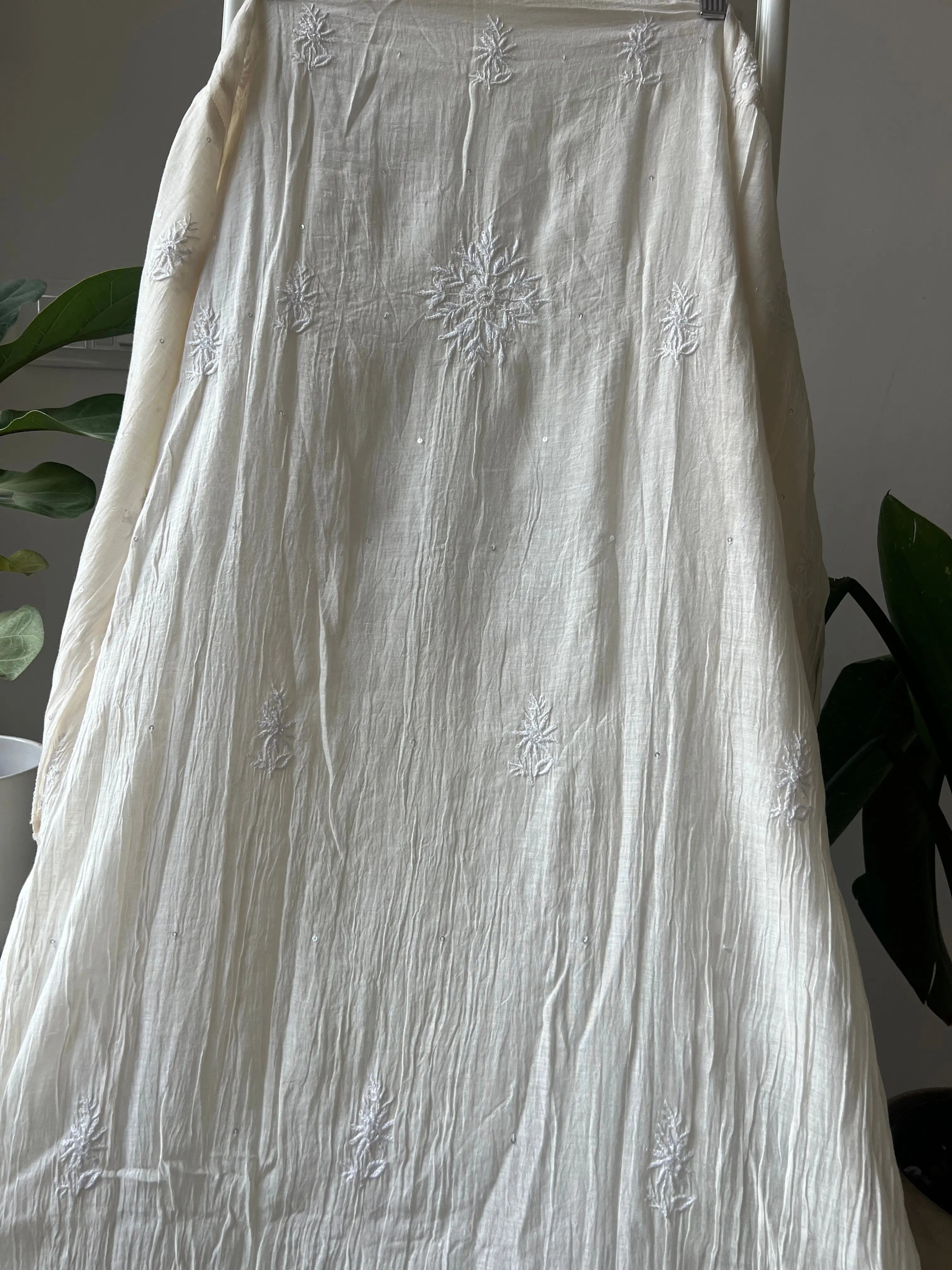Mul Chanderi Chikankari Anarkali - White ARIAA CHIKANKARI