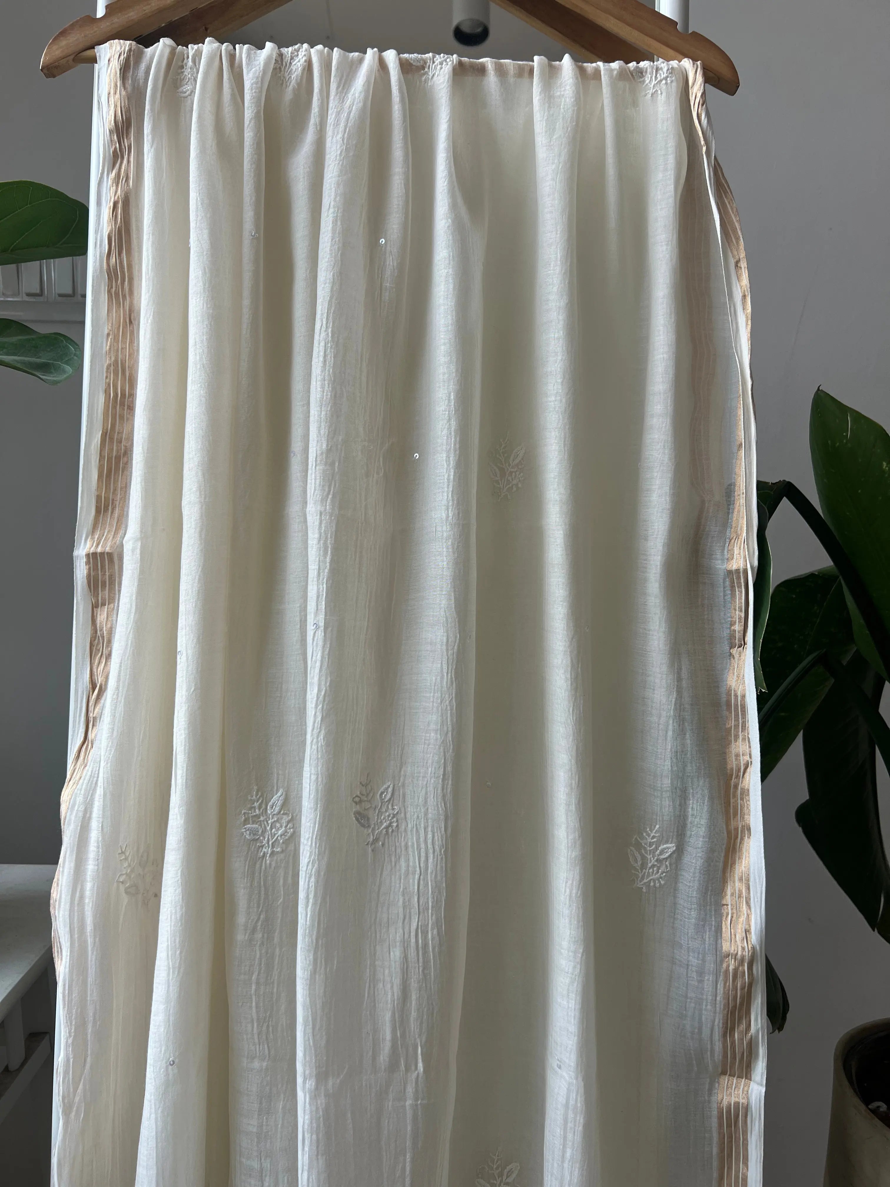 Mul Chanderi Chikankari Anarkali - White ARIAA CHIKANKARI