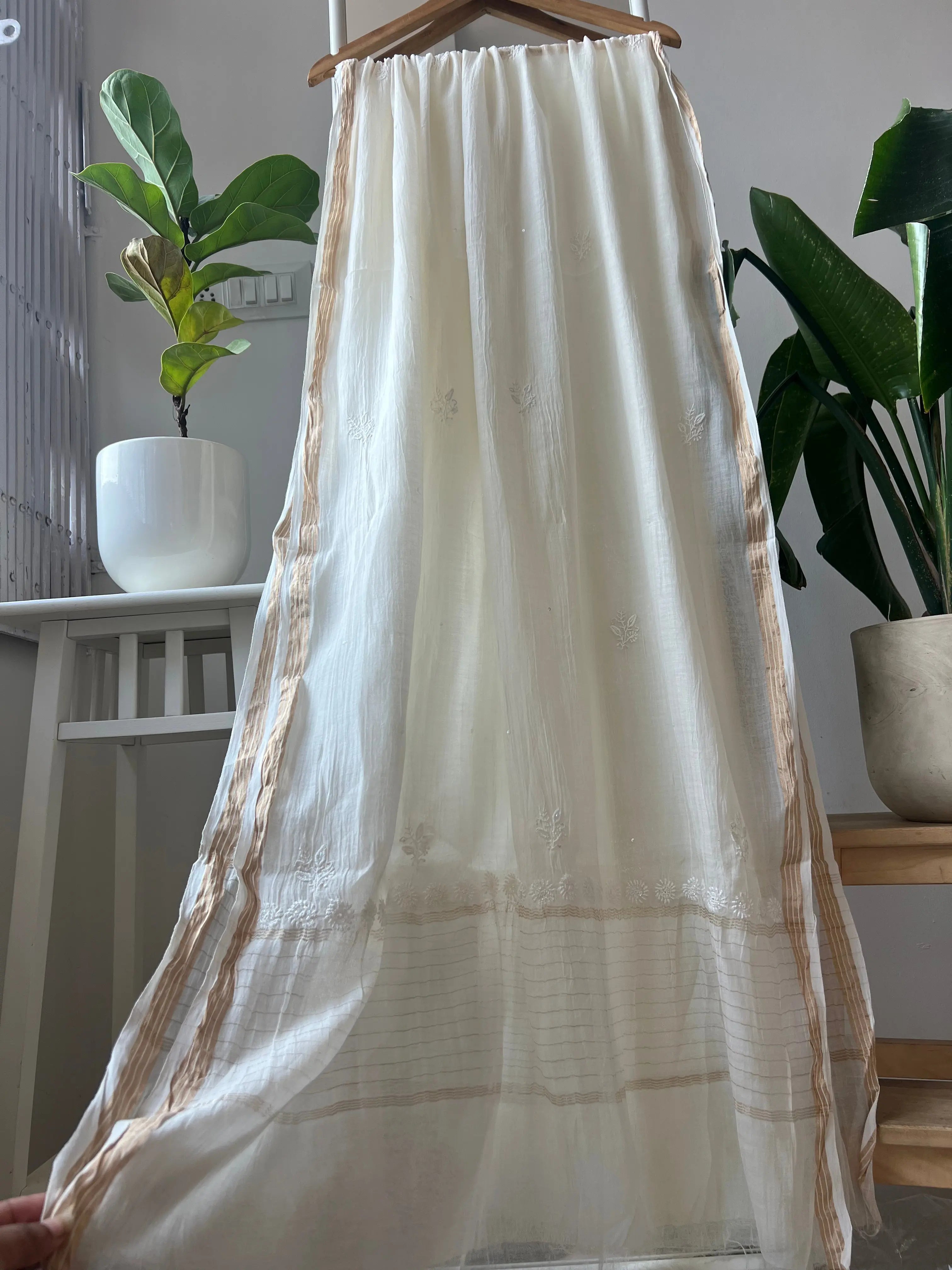 Mul Chanderi Chikankari Anarkali - White ARIAA CHIKANKARI