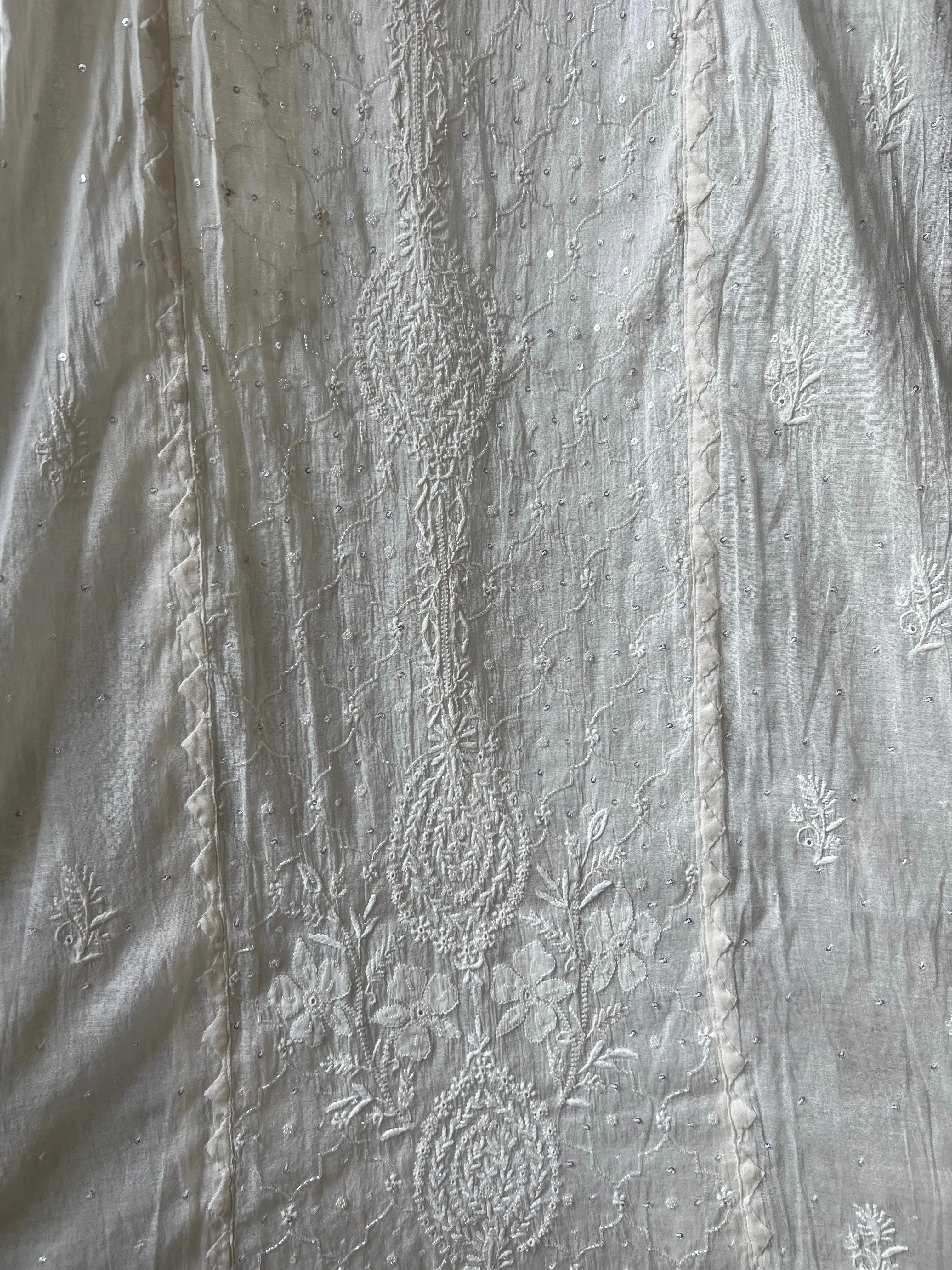 Mul Chanderi Chikankari Anarkali - White ARIAA CHIKANKARI