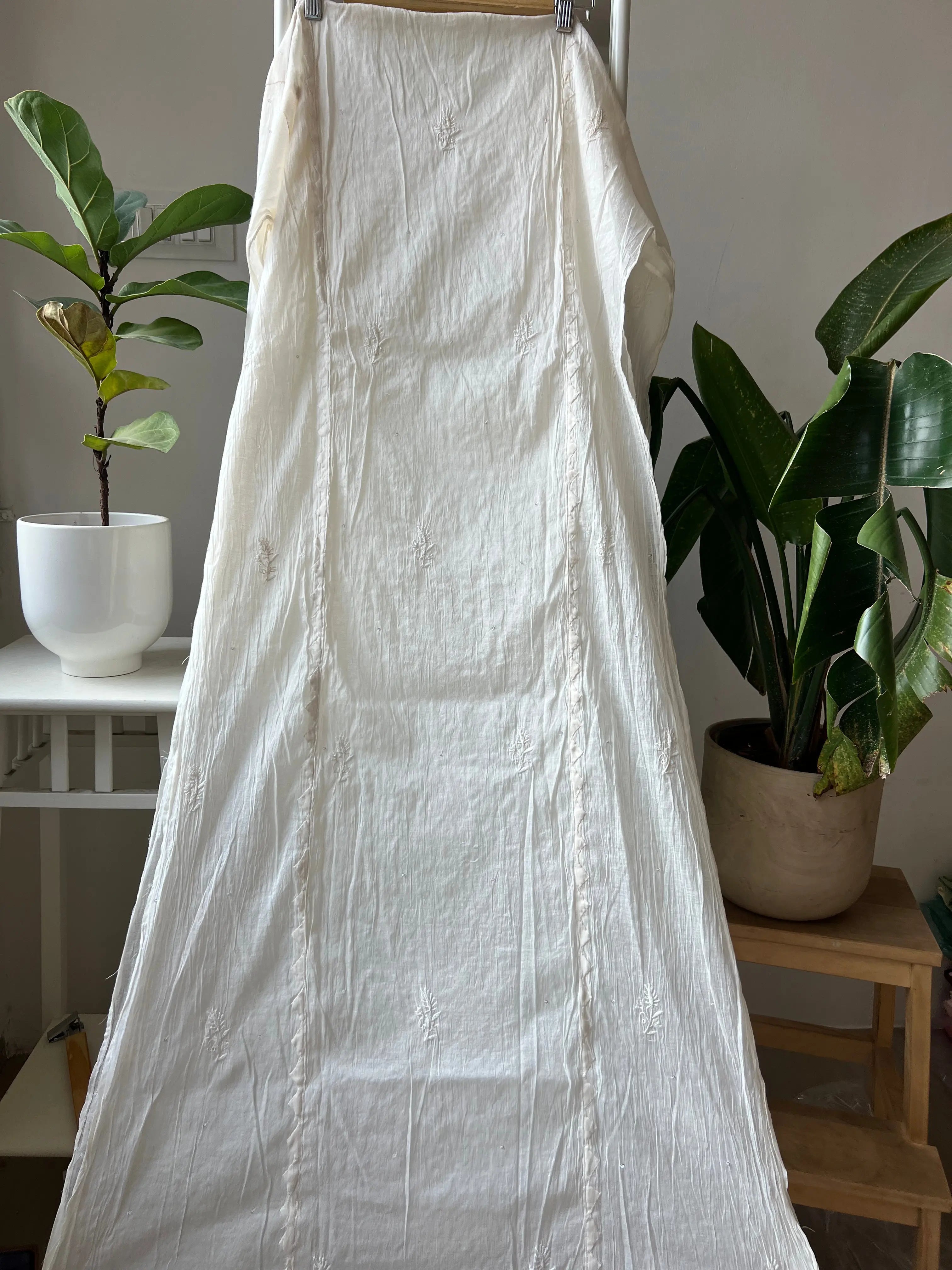 Mul Chanderi Chikankari Anarkali - White ARIAA CHIKANKARI