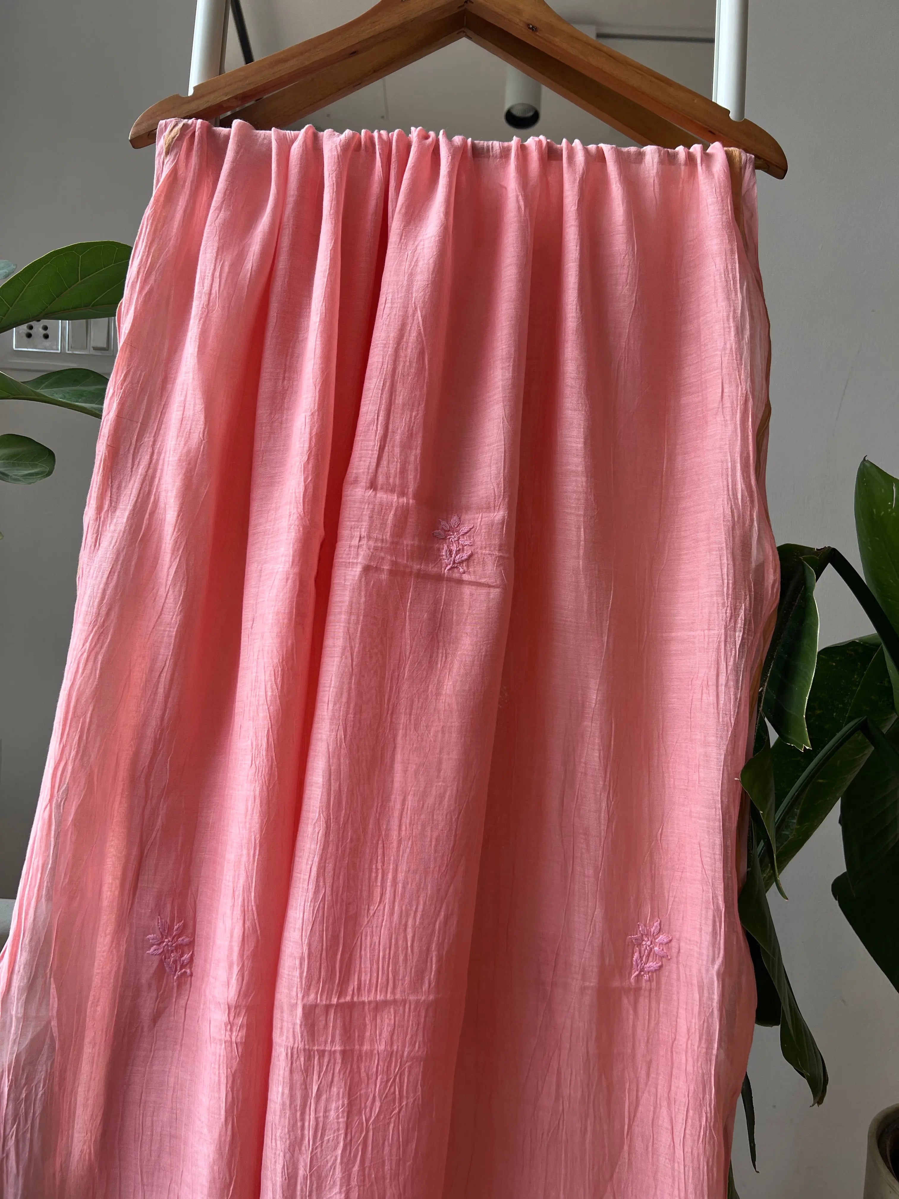 Mul Chanderi Chikankari Anarkali - Pink ARIAA CHIKANKARI